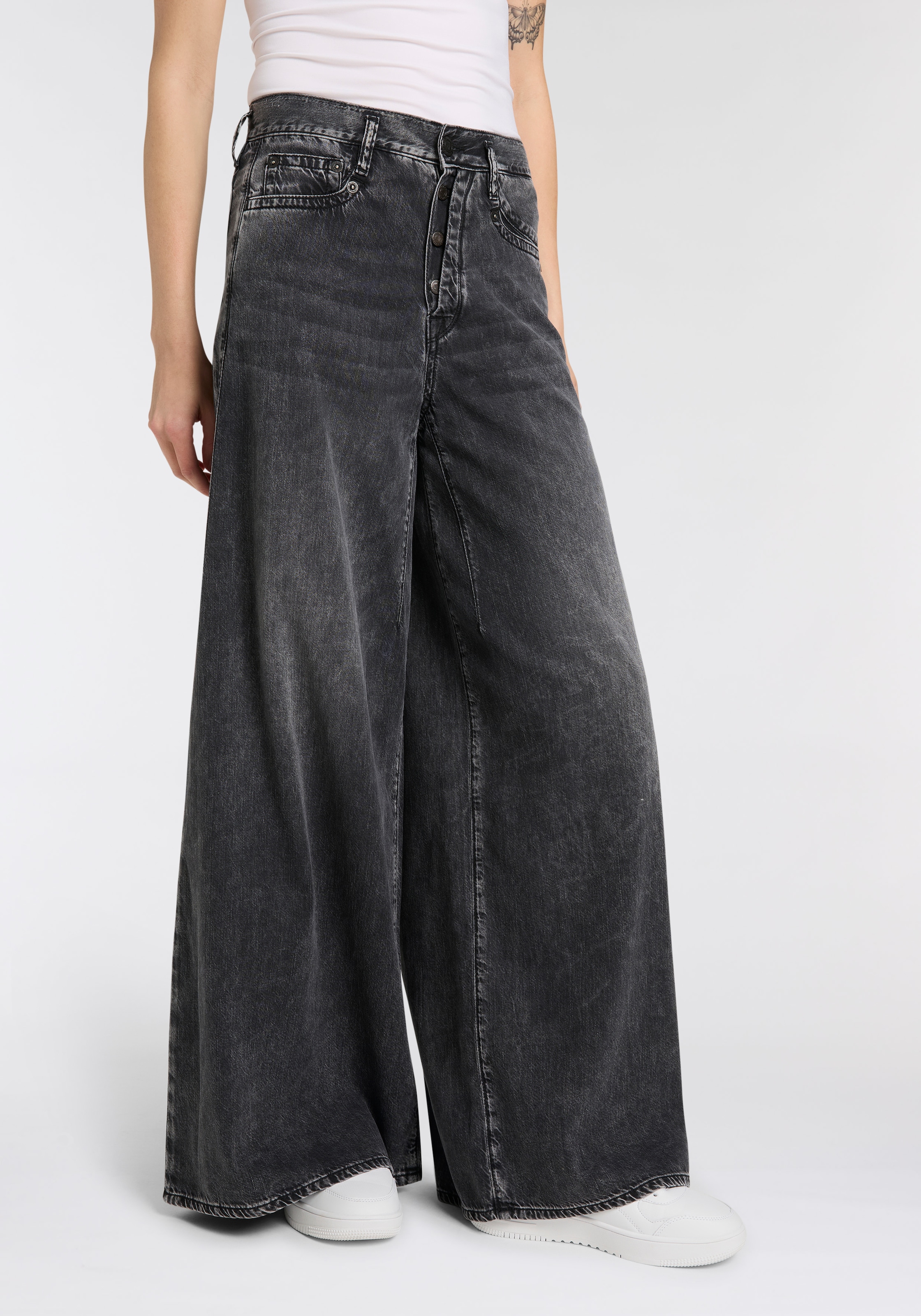 Herrlicher Weite Jeans "Shyra Palazzo Denim Black", mit hoher Leibhöhe, Sei günstig online kaufen