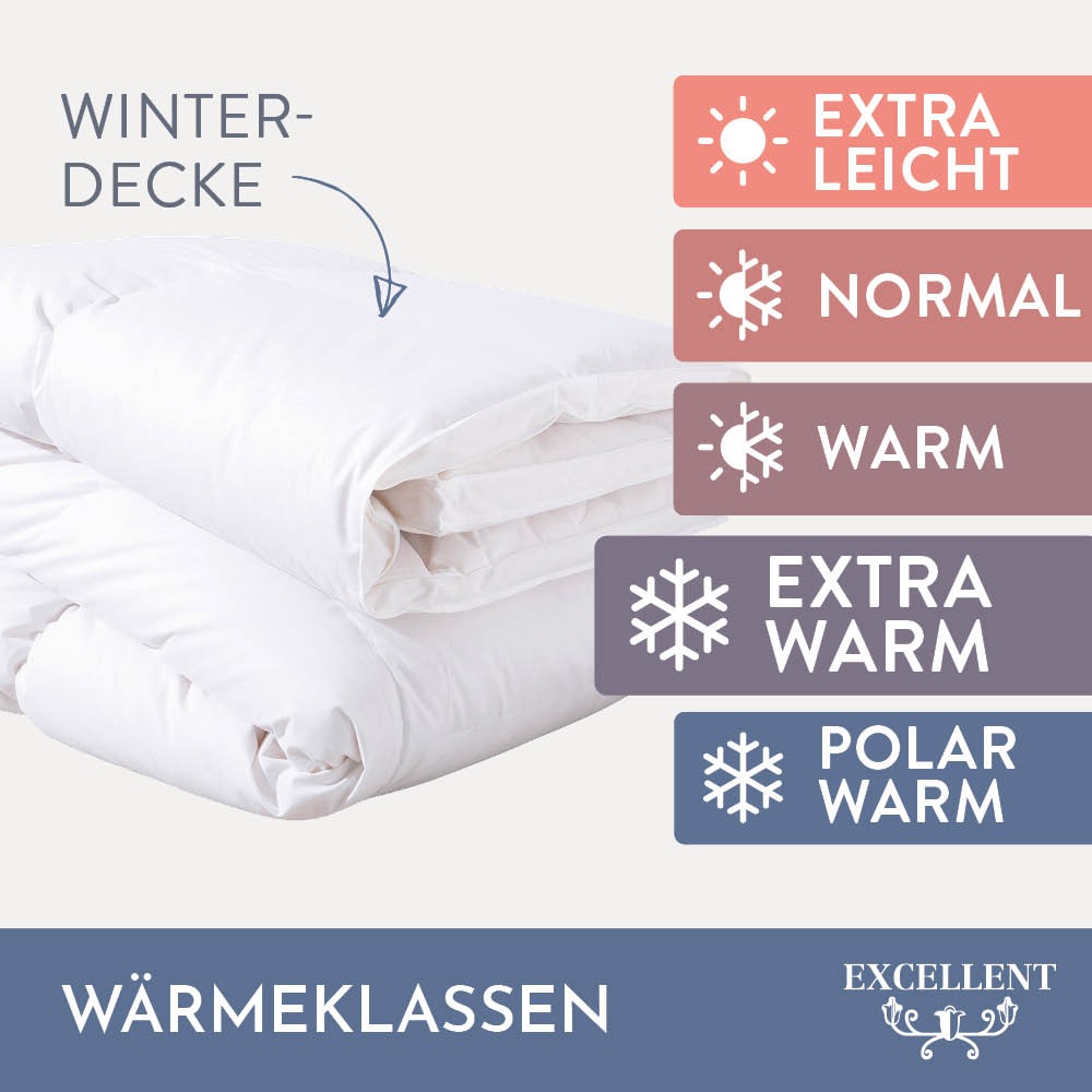 Thumbnail - Excellent Daunenbettdecke "Wien, Bettdecken für Sommer und Winter, Decke" extrawarm Füllung 90Daunen10Federn 1 Stk. tlg....