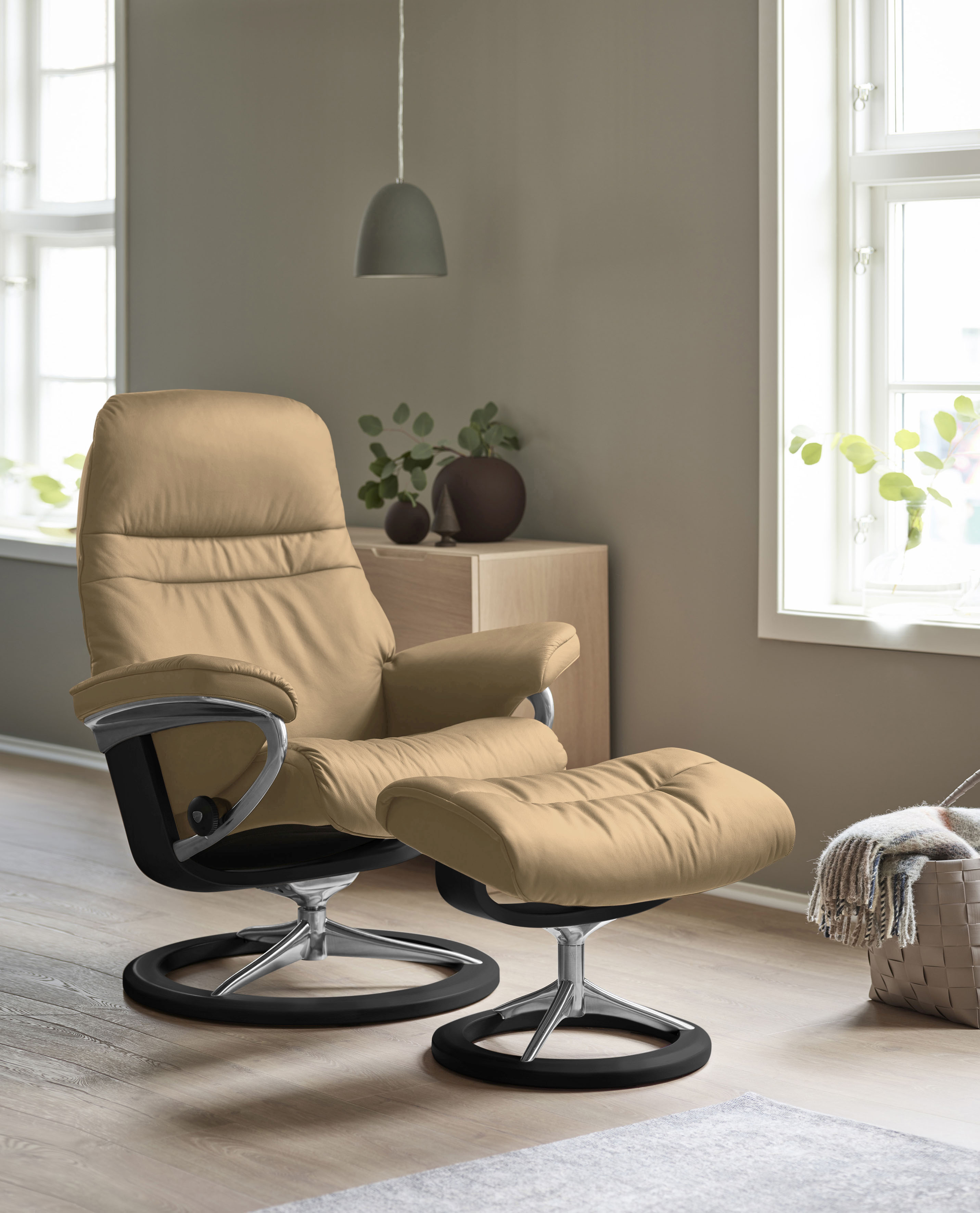 Stressless Relaxsessel "Sunrise" Relaxsessel mit Hocker, mit Signature Base, Größe M, Gestell Schwarz