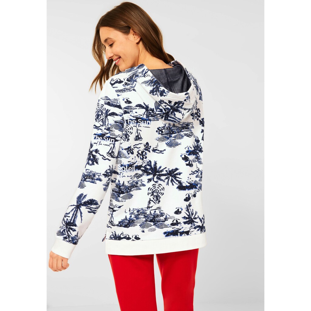 Damenmode Shirts & Sweatshirts Cecil Sweatshirt, mit kontrastfarbigen Tunnelzugbändern weiß-blau-gestreift