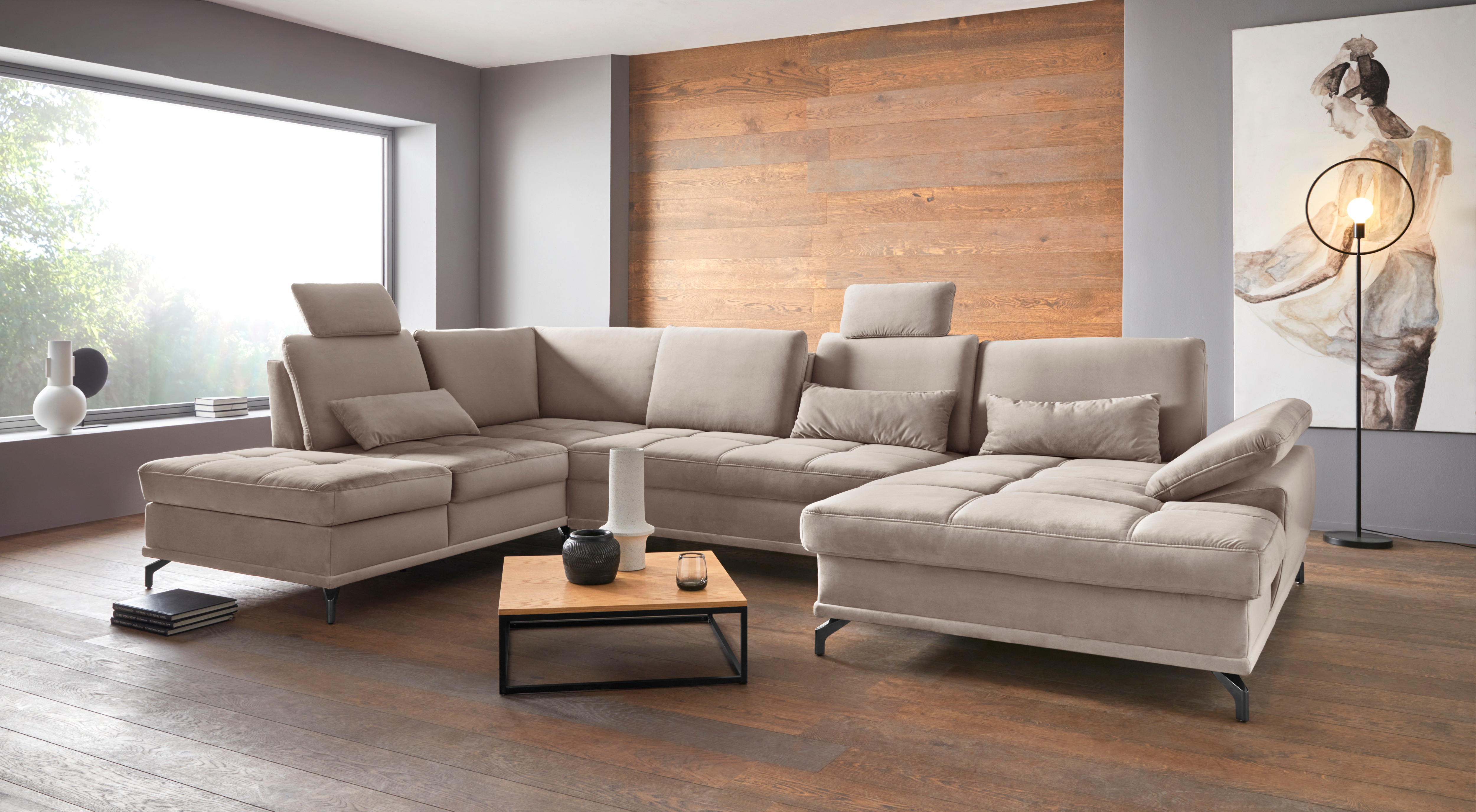 OTTO home Wohnlandschaft "Costello U-Form, B: 363 cm mit Sitztiefen- & Armteilverstellung" optional Schlaffunktion & Bettkasten