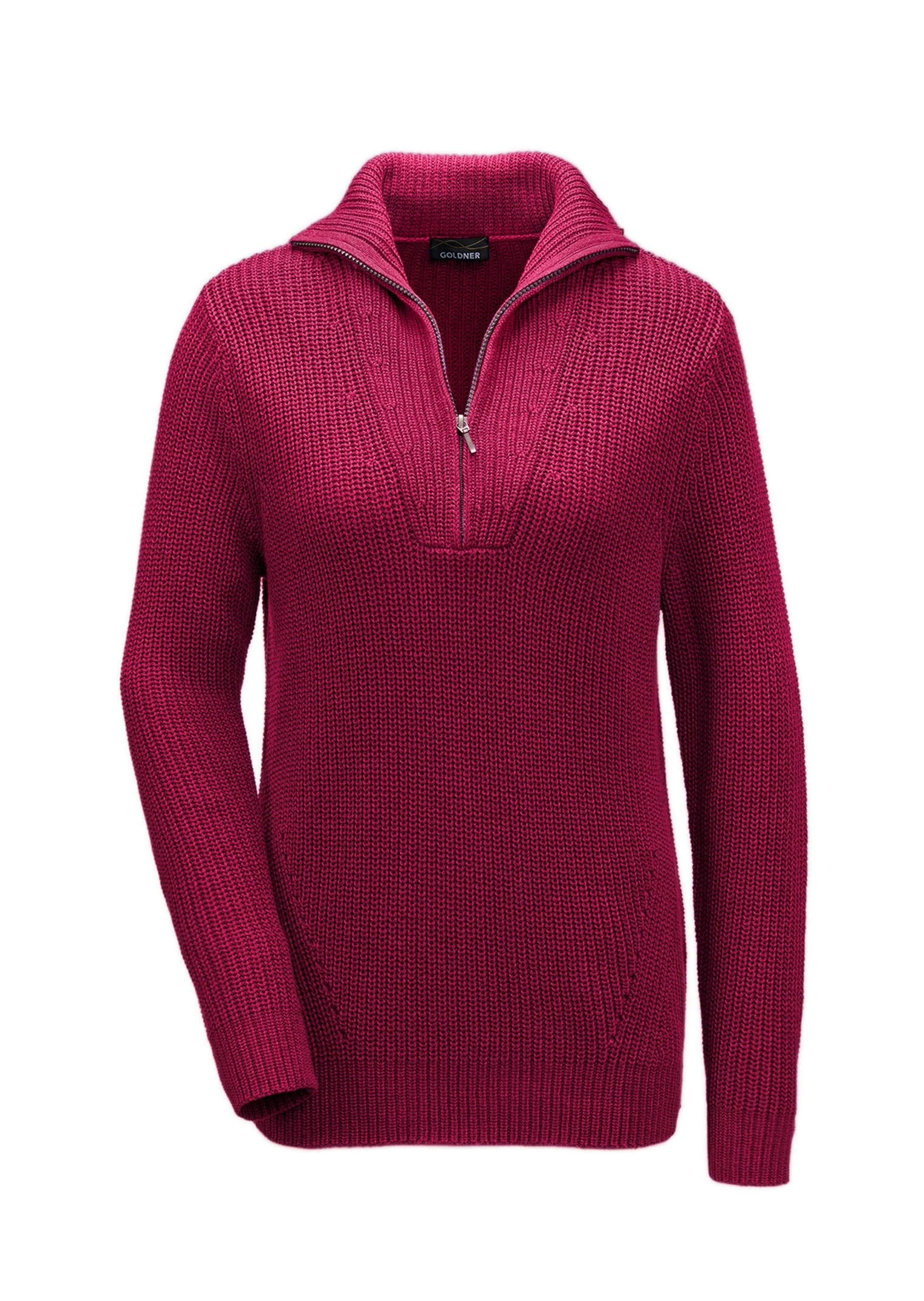 GOLDNER Strickpullover "Kurzgröße Sportiver Troyer mit Baumwollanteil" Ohne