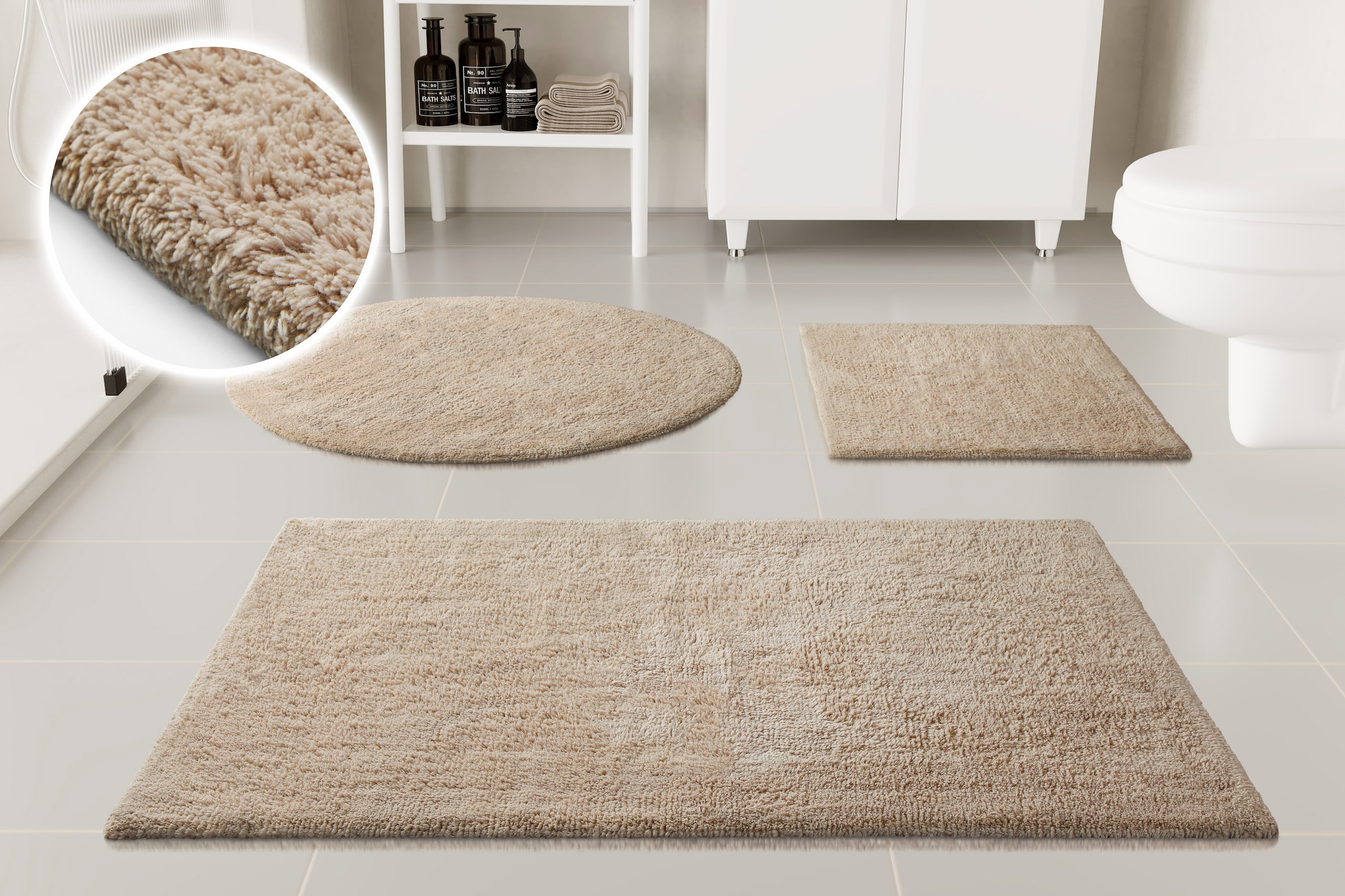 OTTO home Badematte "Selenne, uni, viele Farben, Badvorleger, Badezimmer Teppich" Höhe 20 mm rutschhemmend beschichtet fußbodenheizungsgeeignet Badteppich, getuftet, modern, Uni, antirutsch, flauschig, Baumwolle