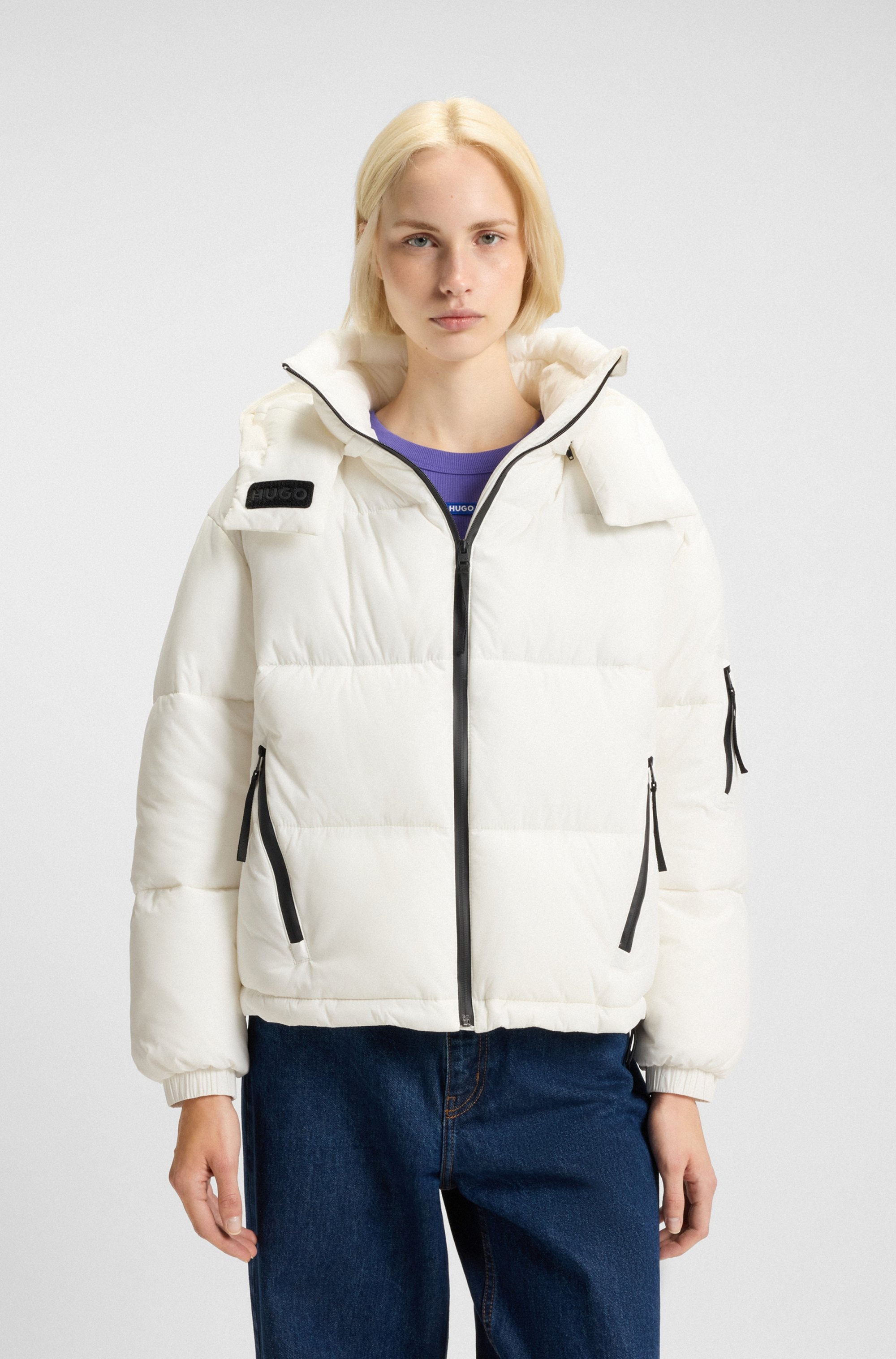 HUGO Blue Steppjacke "Farida", mit Kapuze, im Relaxed Fit mit verkürzter Lä günstig online kaufen