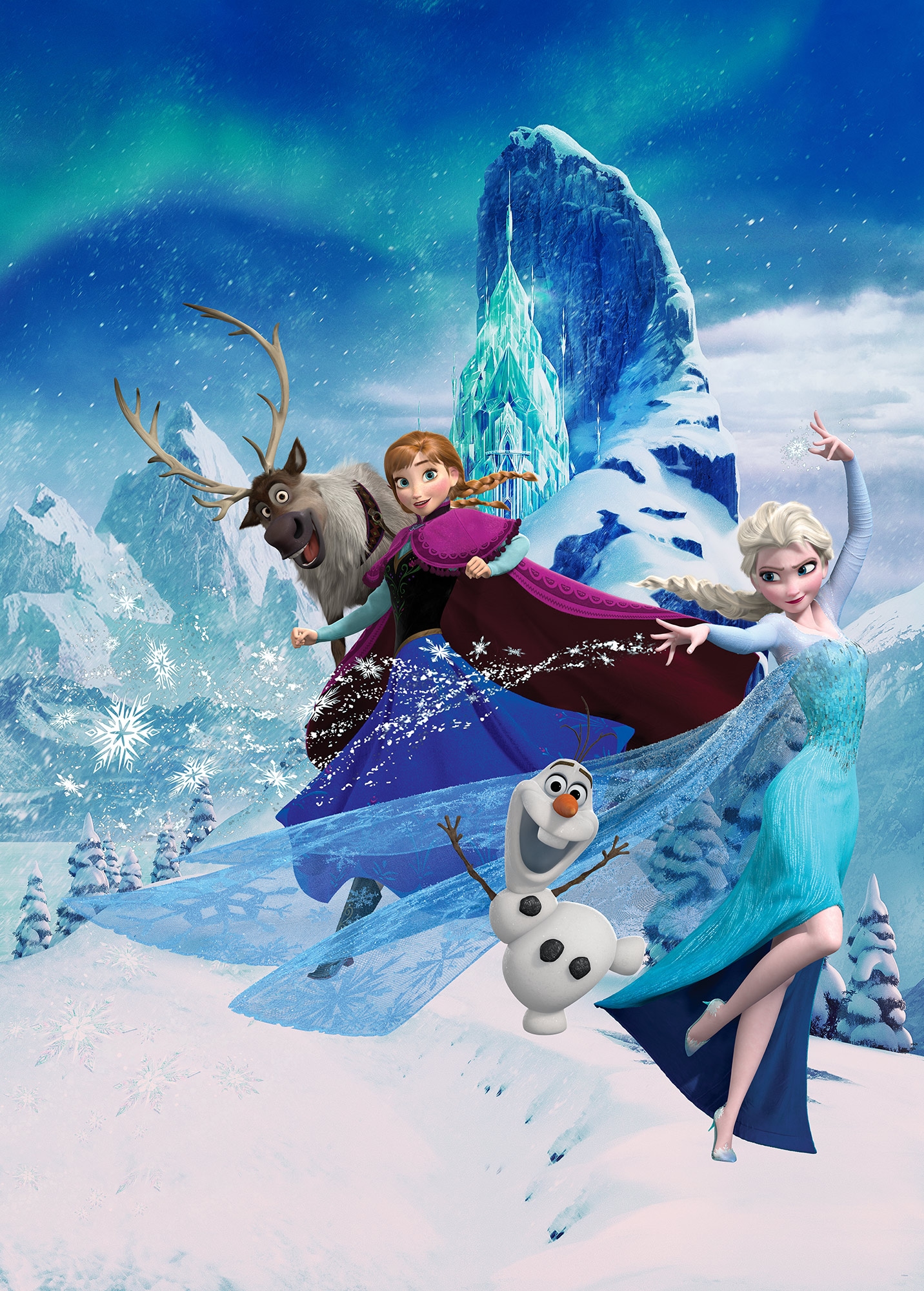 Komar 1100000002199 "Digitaldruck Vlies - Frozen Elsas Magic - Größe 200 x 280 cm" bedruckt glatt Kinderzimmer