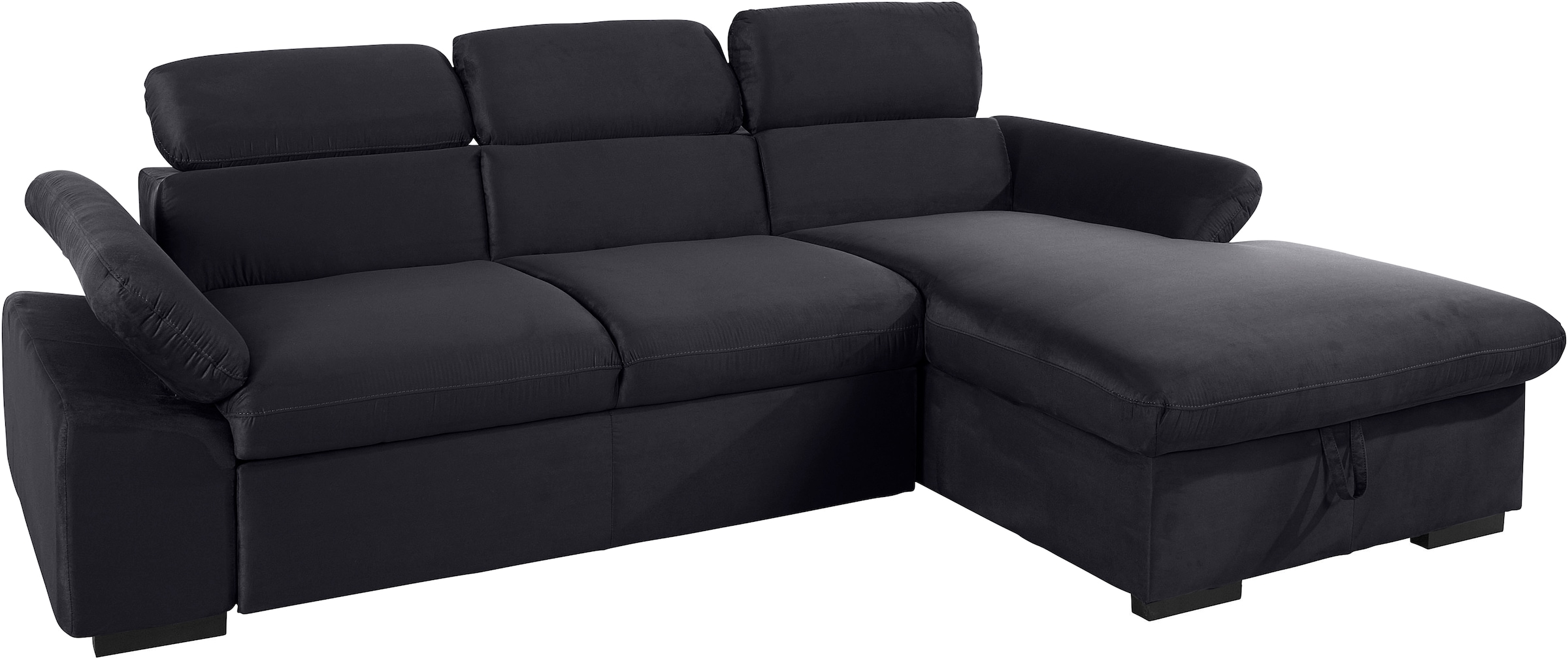 COTTA Ecksofa »Lola L-Form mit Kopfteilfunktion & Hocker«, (Set, mit Hocker), wahlweise mit Bettfunktion, Bettkasten & Armteilverstellung