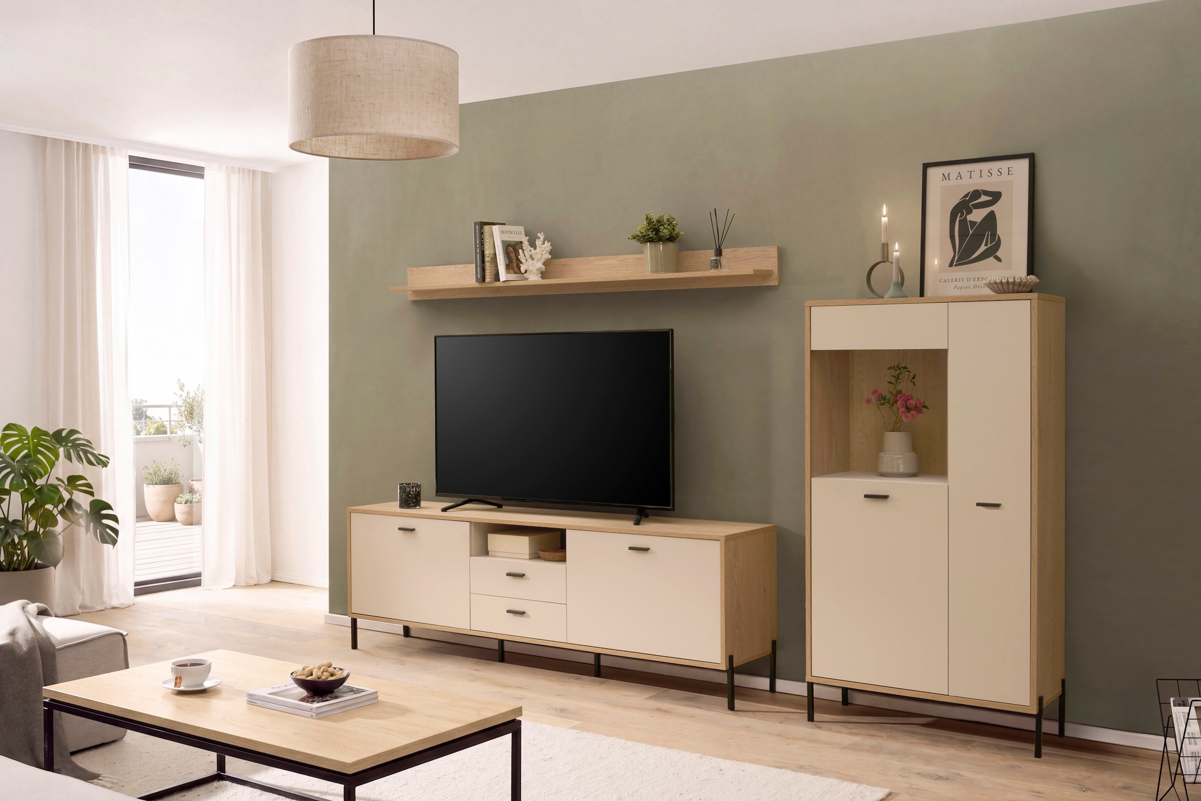 Home affaire Wandboard »Fredericia, modernes Wandregal, Wandhalter mit Ablagefläche« vielseitig einsetzbares Hängeregal, Eiche Cremona Toro, 195 cm breit