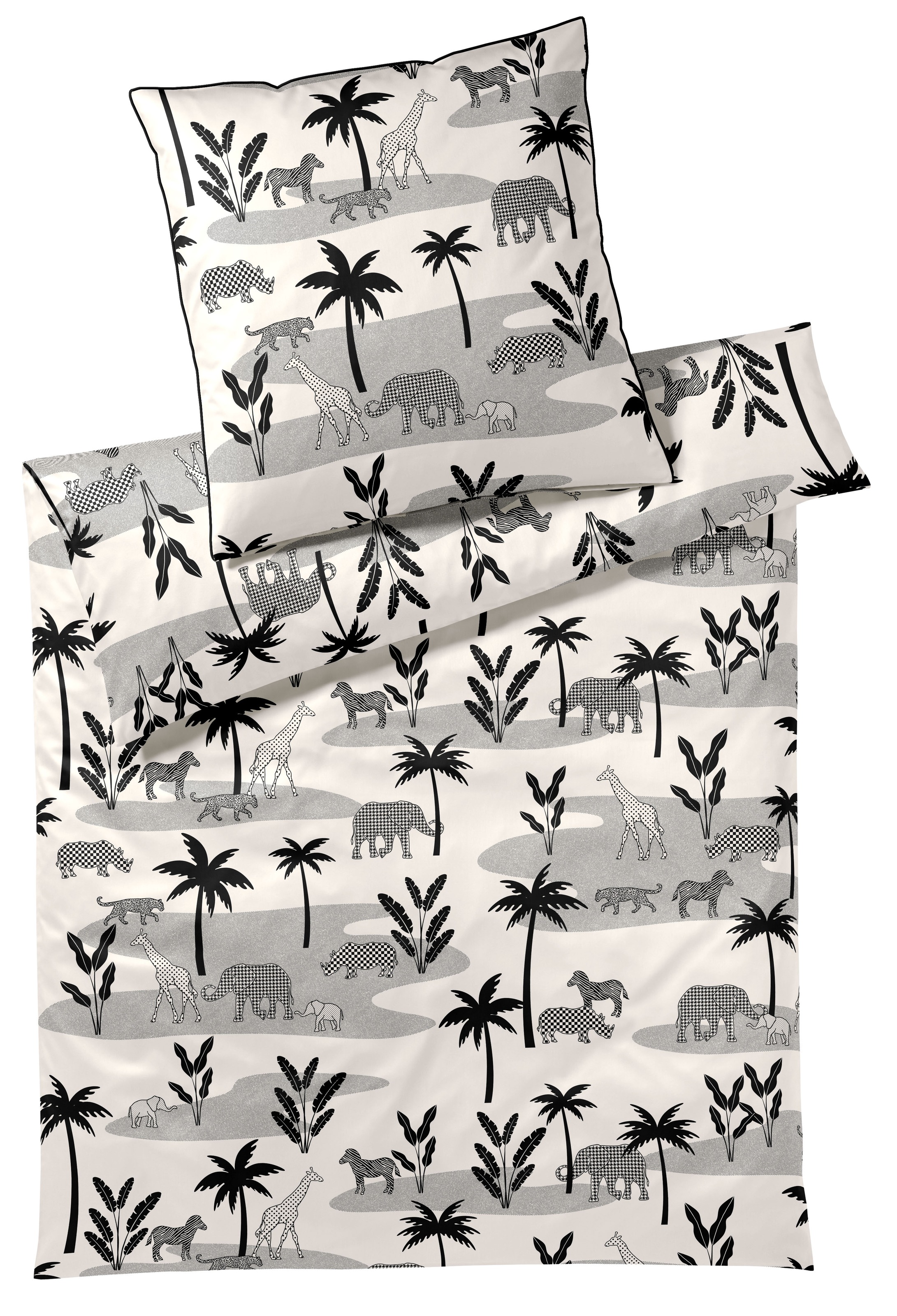 Elegante Bettwäsche "Jungle Graphic" 2 Stk. tlg. angenehmes Hautgefühl günstig online kaufen
