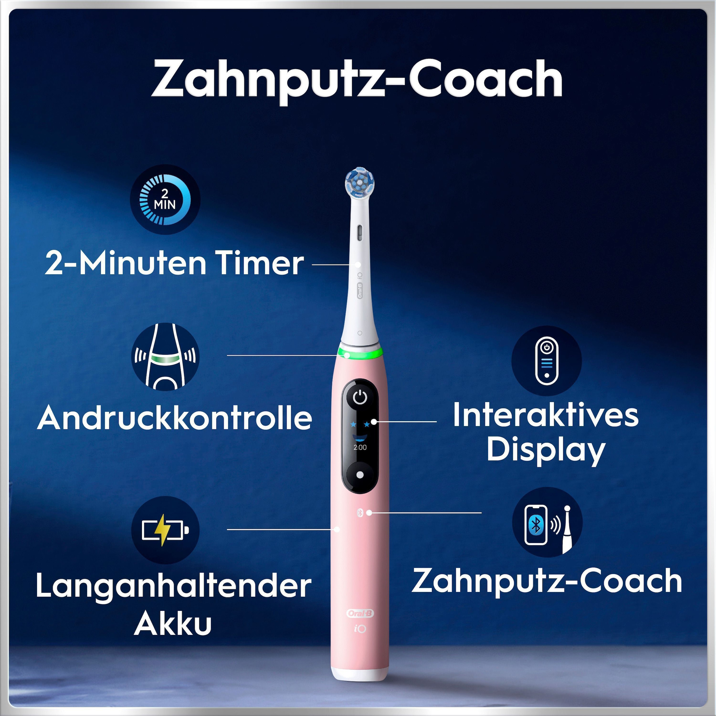 Oral-B Elektrische Zahnbürste »iO Series 6 N« 2 Stk. Aufsteckbürsten Magnet-Technologie, Display & Reiseetui