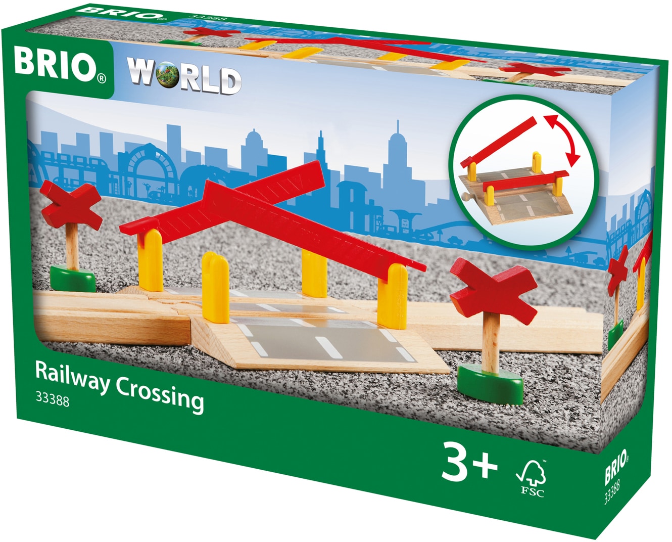 BRIO® Spielzeugeisenbahn-Erweiterung »BRIO® WORLD, Bahnübergang«, FSC® - schützt Wald - weltweit