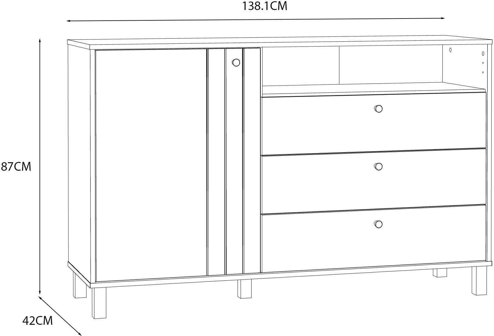 FORTE Sideboard »Killarney«, Sideboard, Stauraum, Soft Close, Metallgriffe