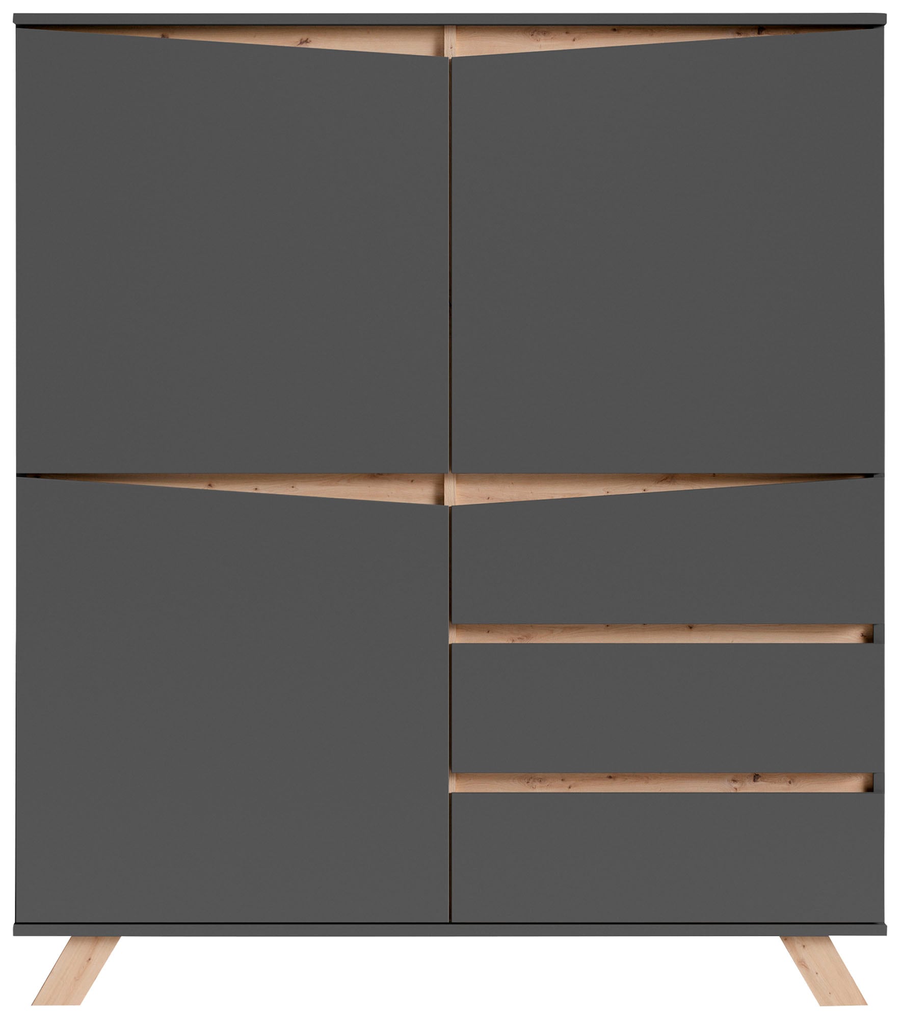 Highboard »Valentin«, 3 Schubkästen und 3 Türen, Sideboard 120cm in modernem Scandi -...