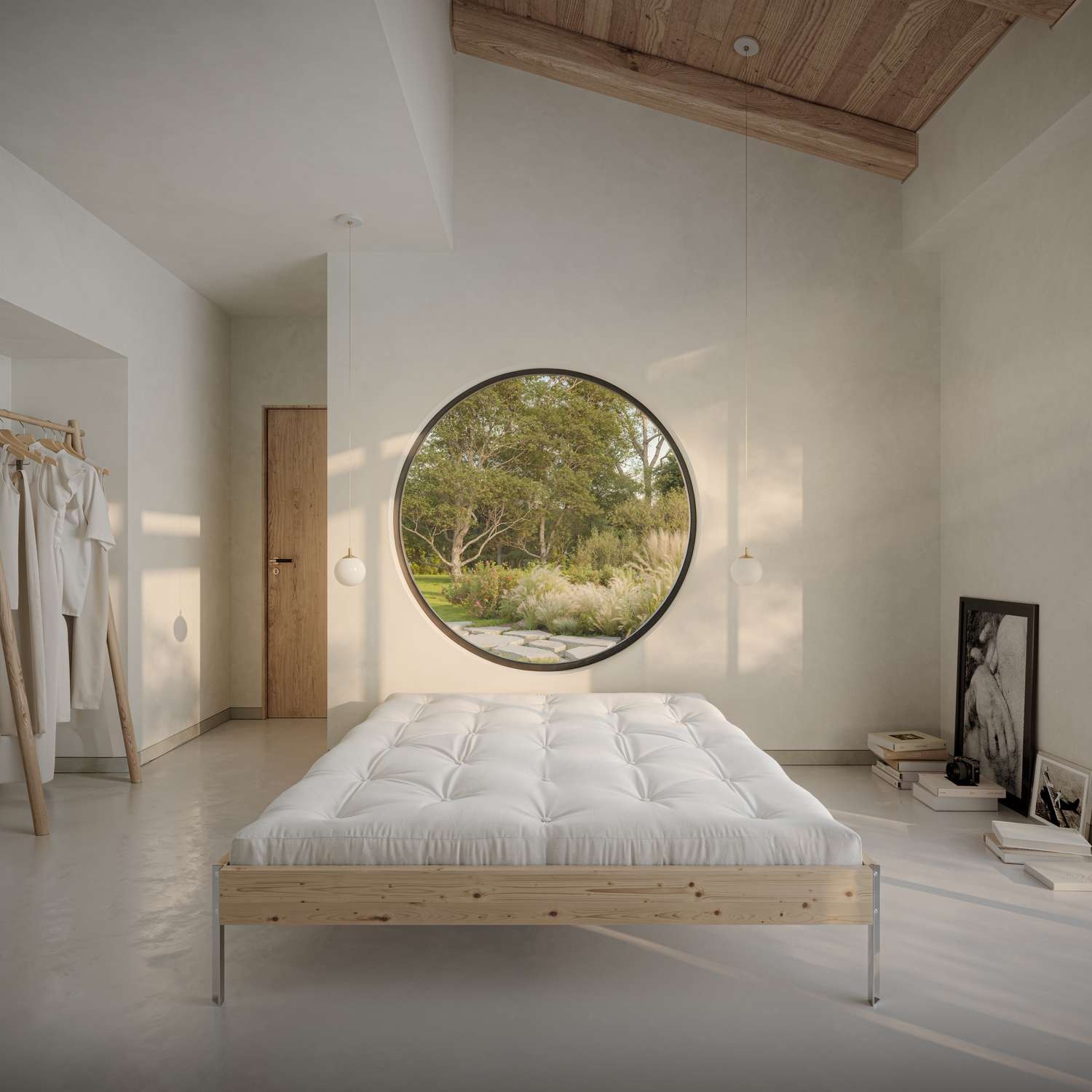 Karup Design Bettgestell »CORE BED Bodenbett, Holzrahmen, Futonbett, Jugendbett, Holzbett«, Massivholzbett mit Lattenrost, Kiefer massiv, Doppelbett ohne Kopfteil