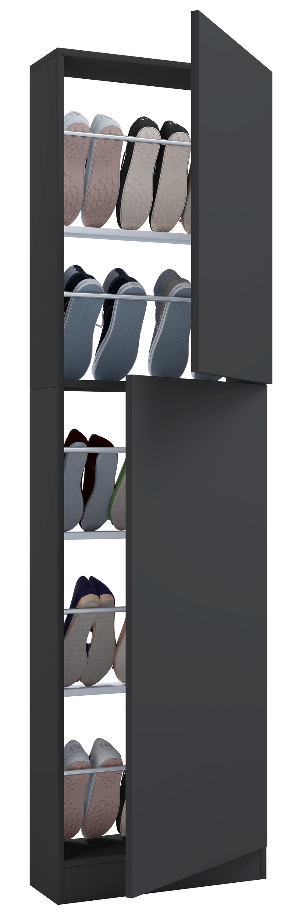 VCM Schuhschrank »VCM Holz Schuhschrank | Maße: H. 180 x B. 50 x T. 17 cm | 2 Drehtüren - Fulisa XL«, (1 St.)