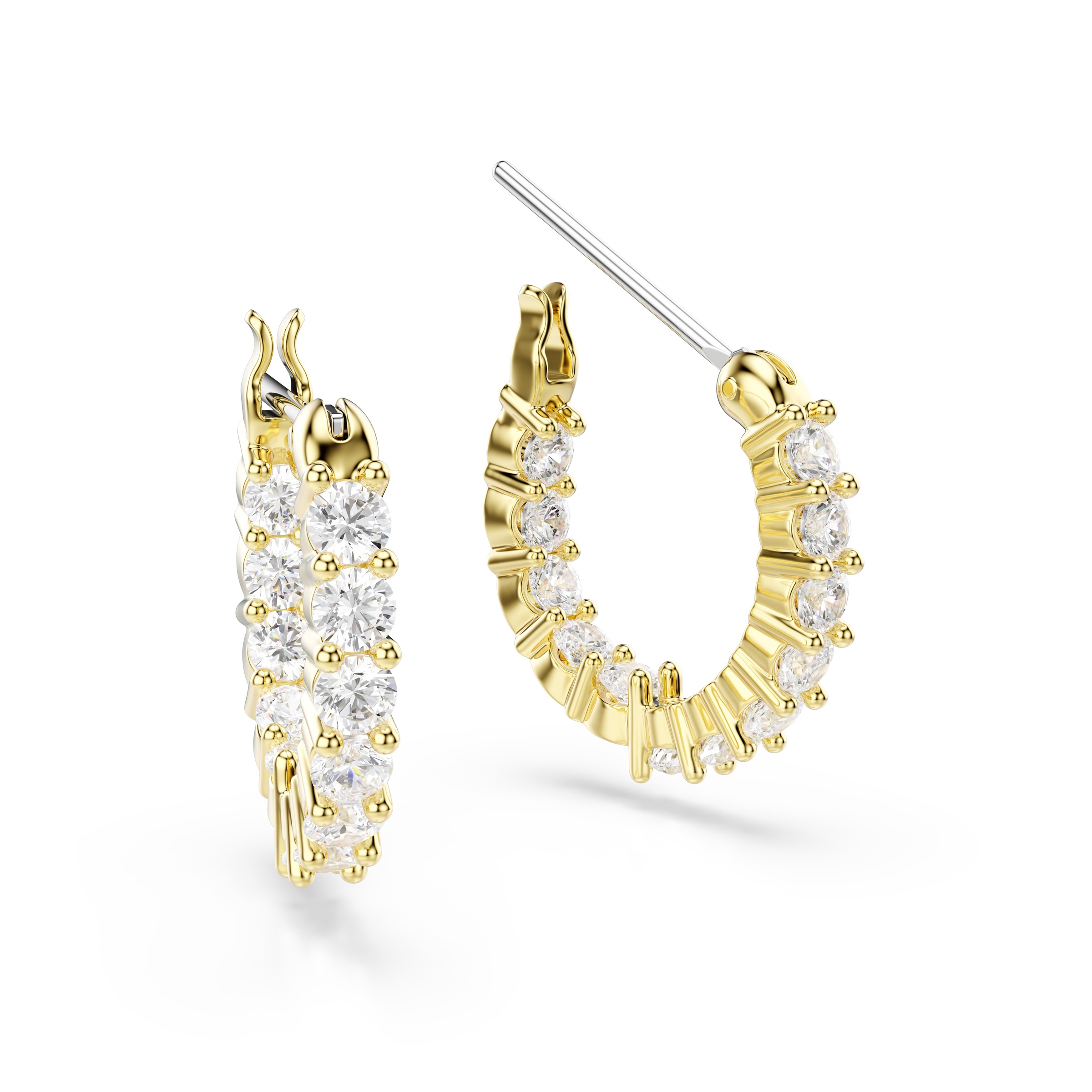 Paar Creolen SWAROVSKI "Schmuck Geschenk Matrix Tennis Vittore Ohrringe", gelb (gelbgoldfarben, metallfarben, kristallweiß, kristallweiß), Ohrringe, Damen, Metall, Swarovski Zirkonia (synth.) 2