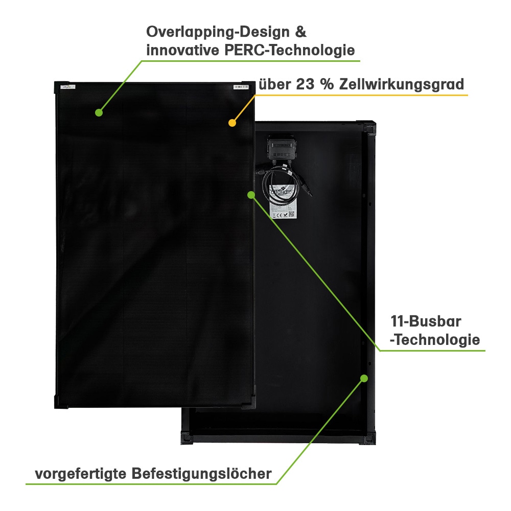 offgridtec Solarmodul »OLP 150W V2 Solarpanel 19V Schindeltechnologie PERC«, Einzigartiges Moduldesign