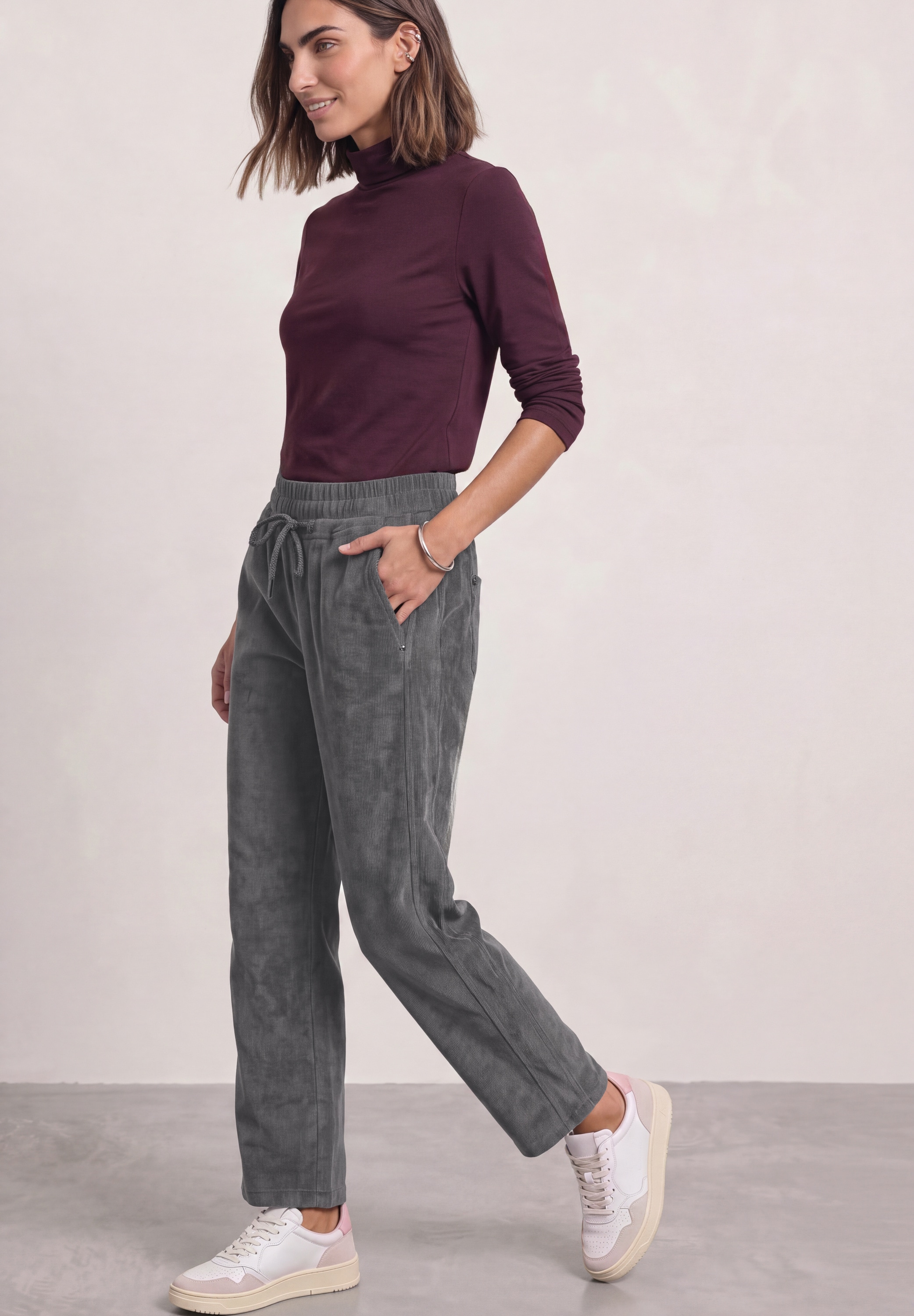STREET ONE Cordhose  Elastikbund mit Tunnelzug