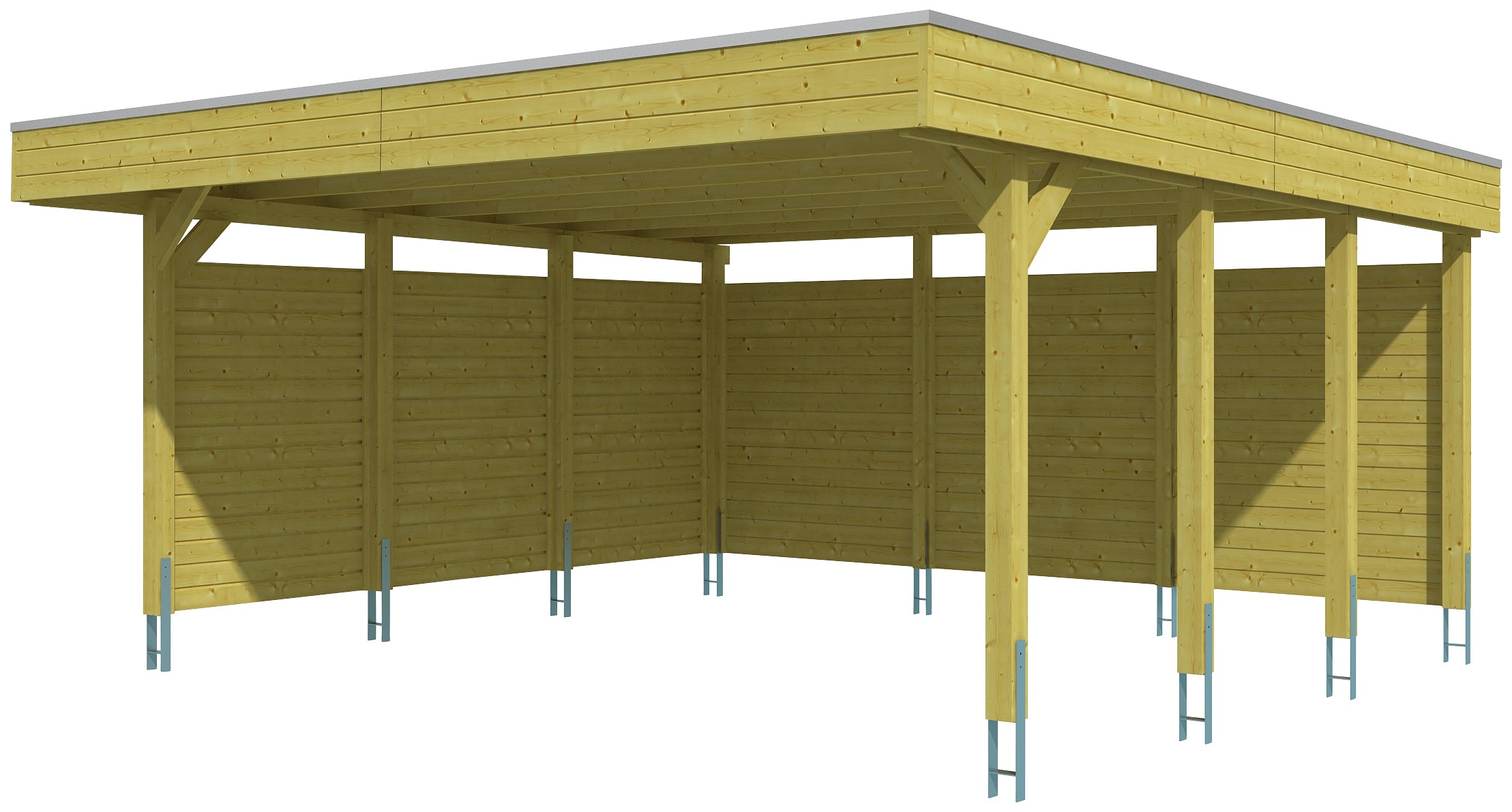 Skanholz Doppelcarport »Friesland 3«, Holz, 514 cm, braun, mit Seiten- und Rückwänden