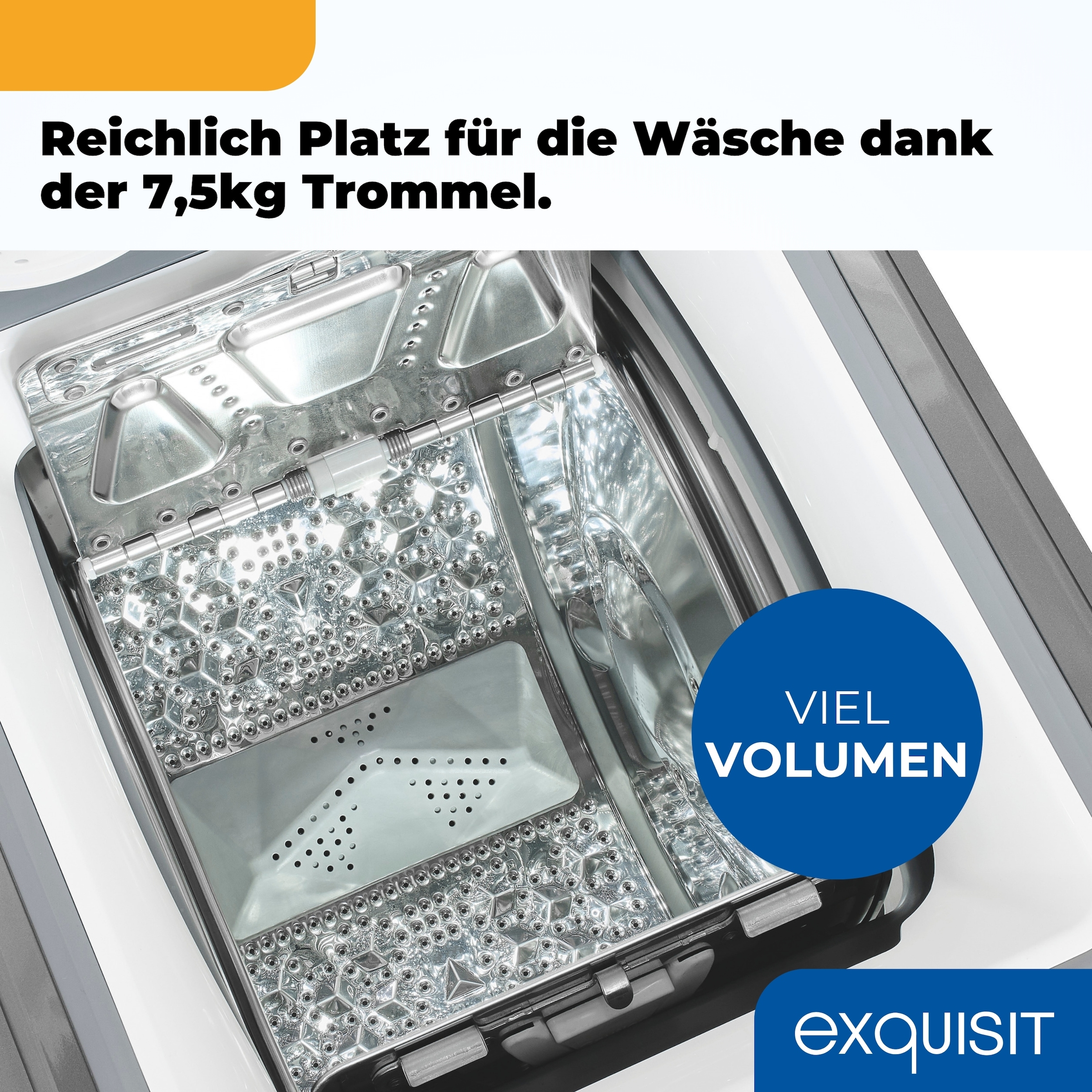 exquisit Waschmaschine »LTO1207-030A silber-dunkel«, 7,5 kg, 15 Programme, Restlaufzeitanzeige, Kindersicheruing
