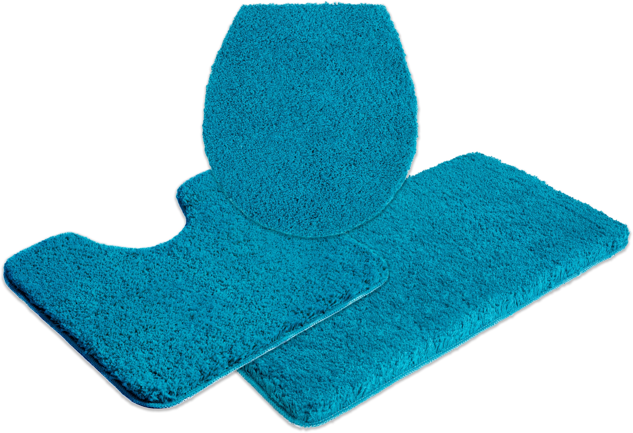 my home Badematte »Sanremo, Badvorleger, Badezimmer Teppich, sehr weich«, rutschhemmend beschichtet, fußbodenheizungsgeeignet-schnell trocknend, Badteppich, unifarben, rechteckig, rund & als 3-tlg. Set erhältlich