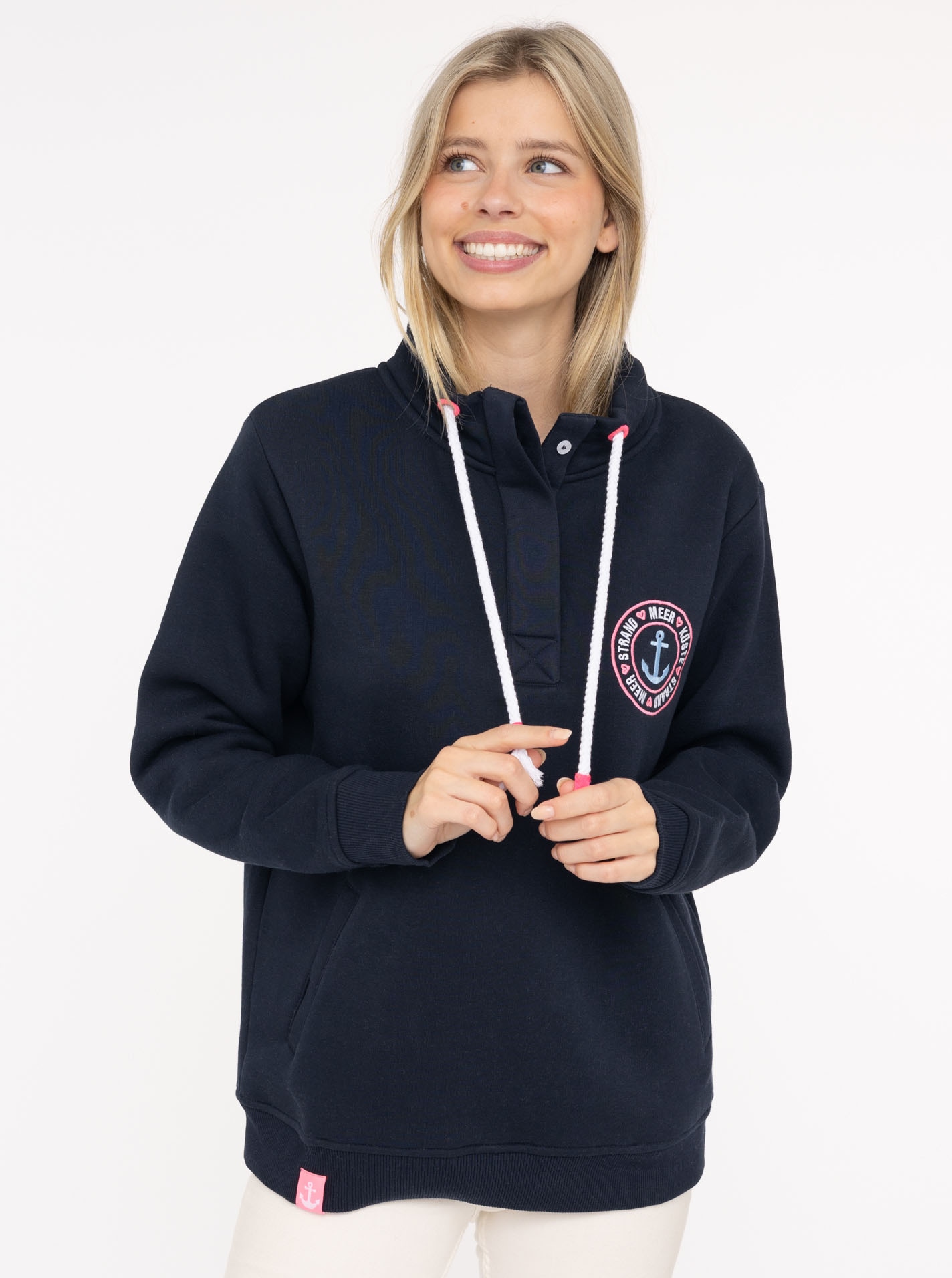 Zwillingsherz Troyer ""Anker Kreis"", Regular Fit, mit Zipper, Stehkragen, günstig online kaufen