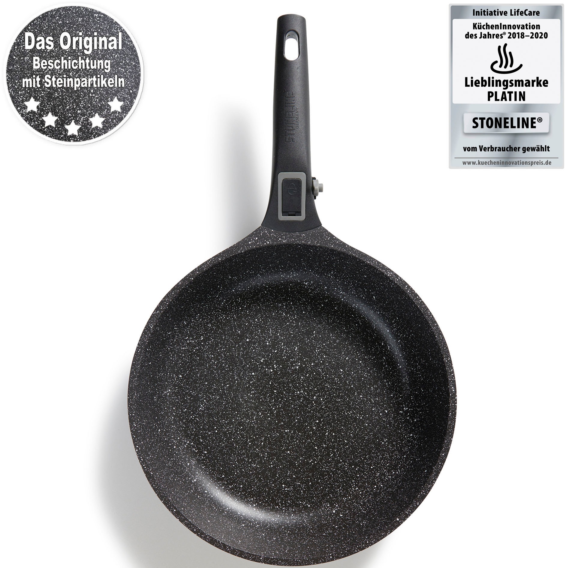 STONELINE Pfannen-Set »Imagination PLUS«, Aluminiumguss, (Set, 3 tlg., je 1 Pfanne Ø 20/24/28 cm, Fassungsvermögen 1,2 L/1,9 L/3,0 L), einzigartige Steinpartikel-Beschichtung, Induktion