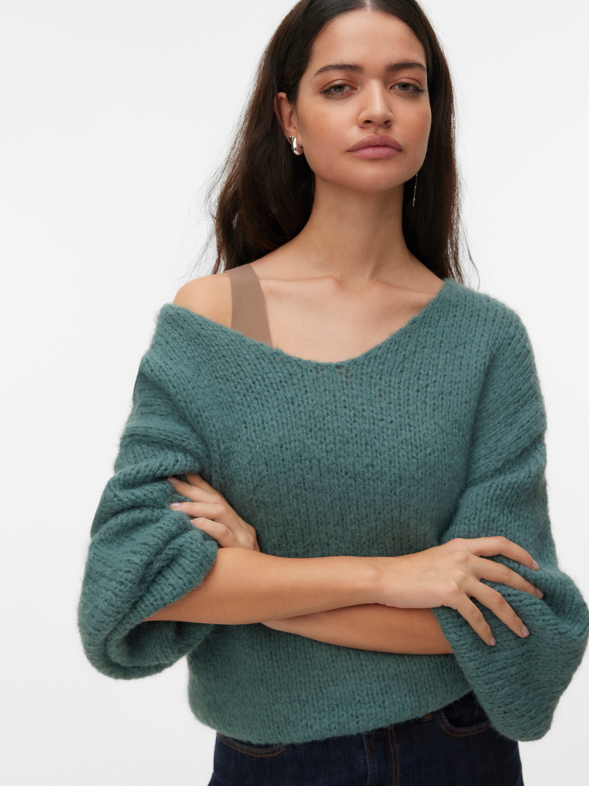 Vero Moda Strickpullover »VMMAYBE LS 2WAY V-NECK PULLOVER NOOS« Kunstfaser, locker geschnitten, V-Ausschnitt