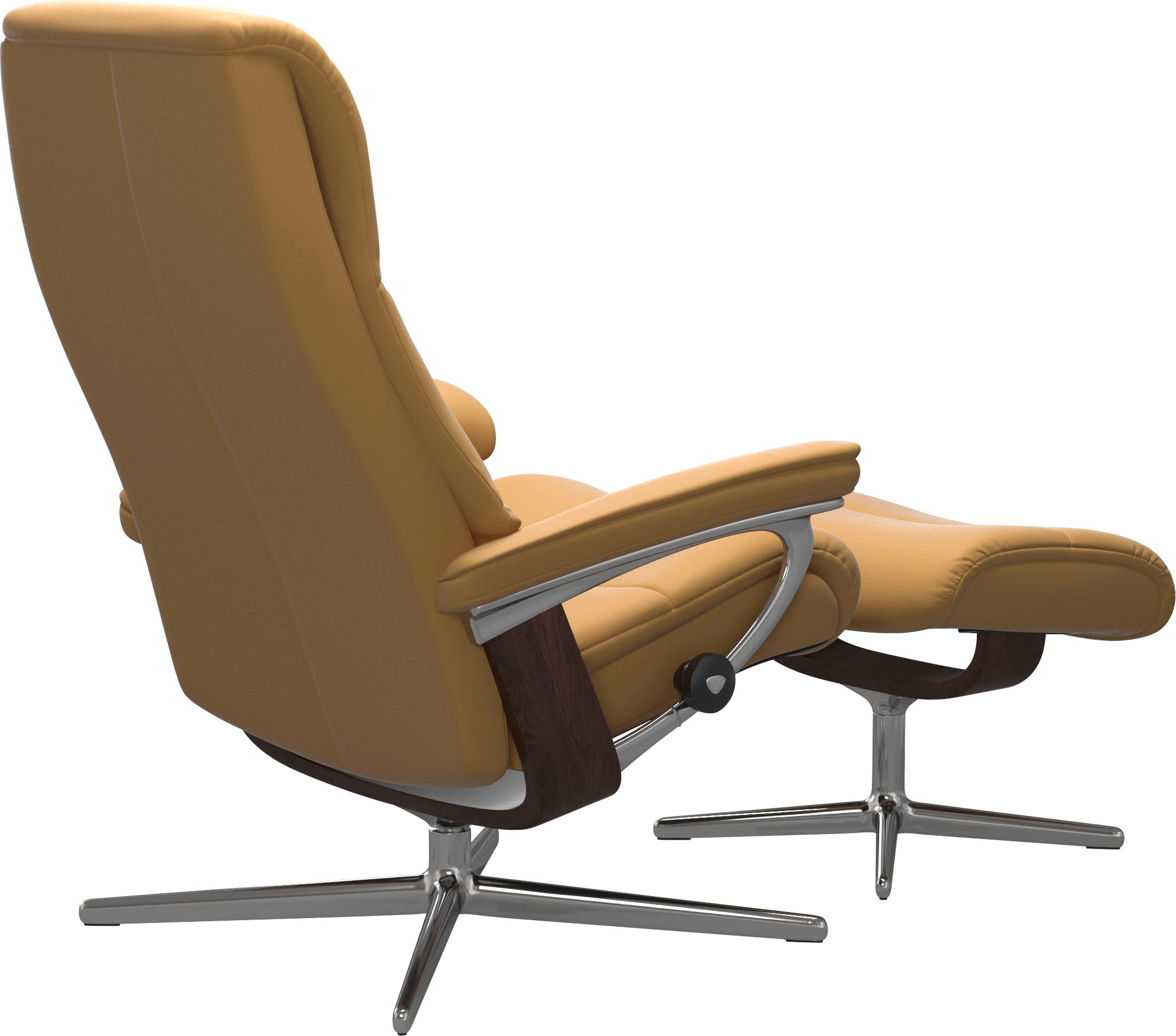 Stressless® Relaxsessel »View«, (Set, Relaxsessel mit Hocker), mit Hocker, mit Cross Base, Größe S, M & L, Holzakzent Braun