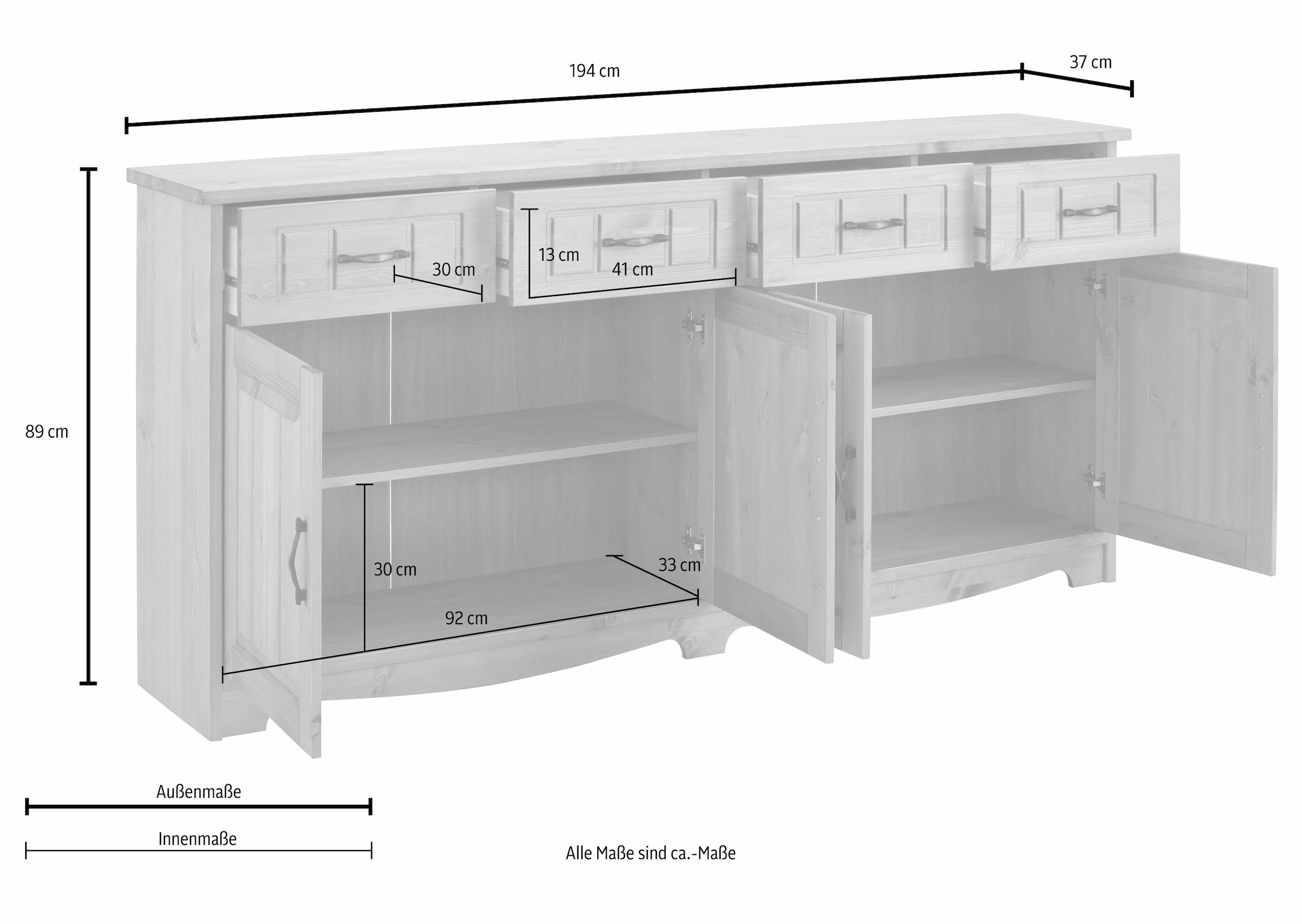 Home affaire Sideboard »Trinidad«, Breite 194 cm | BAUR