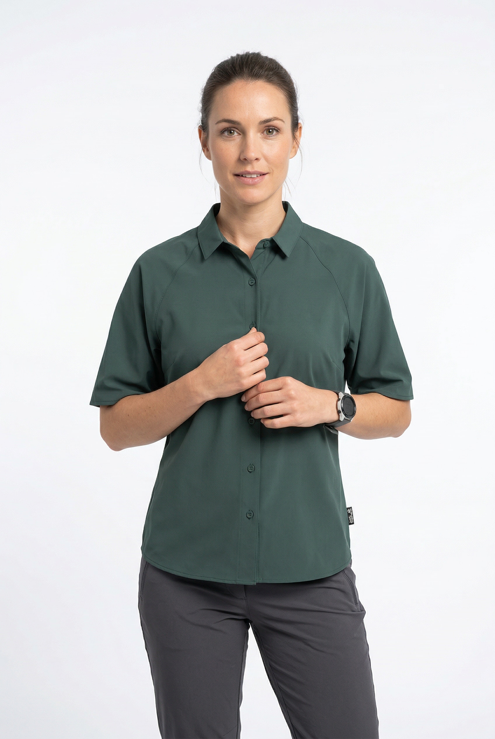 Jack Wolfskin Kurzarmhemd "SIERRA QUEST SS SHIRT W" mit Karomuster, aus leichtem Gewebestoff, geruchshemmend