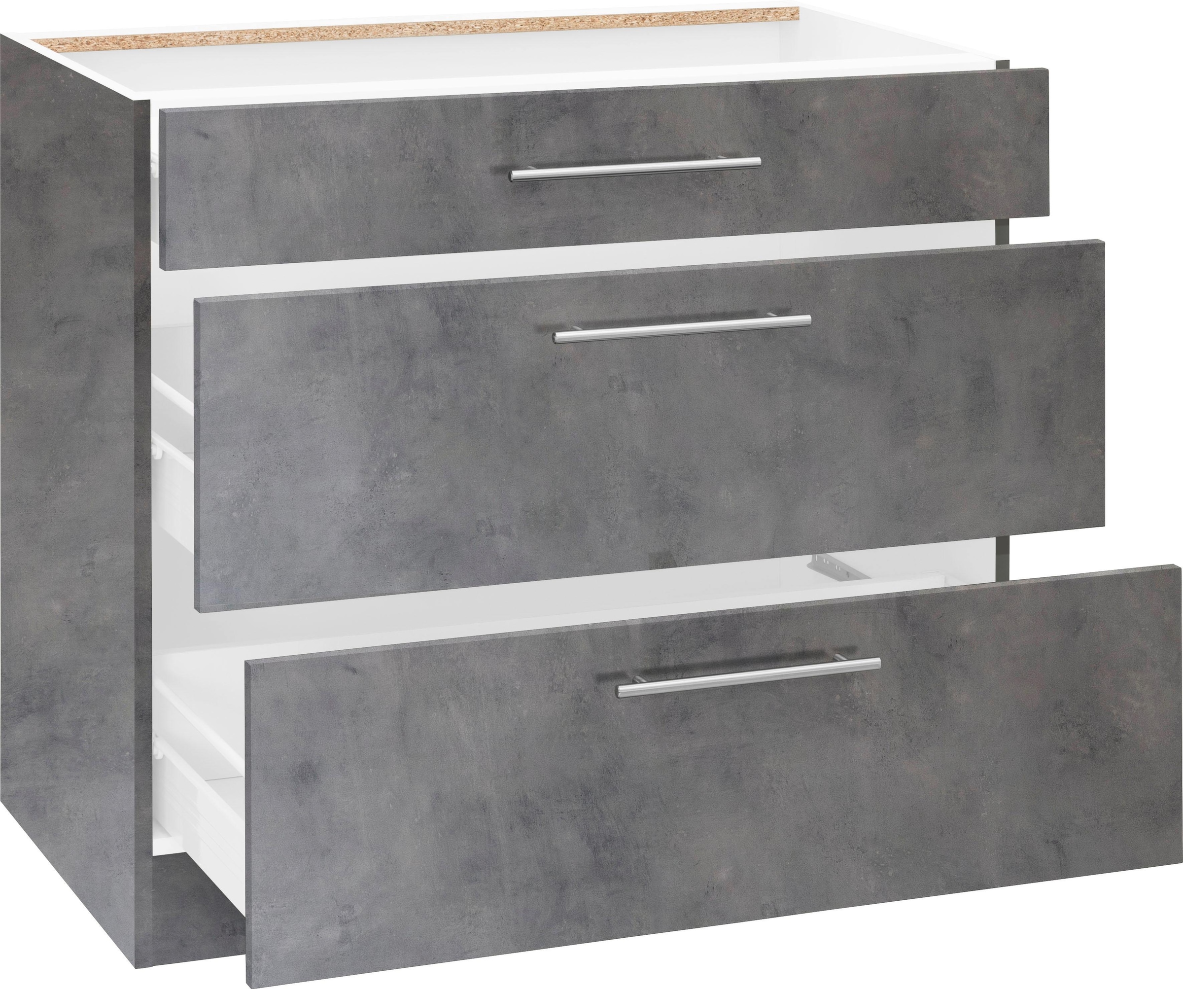 wiho Küchen Unterschrank »Cali« 90 cm breit, mit 2 großen Auszügen ohne Arbeitsplatte