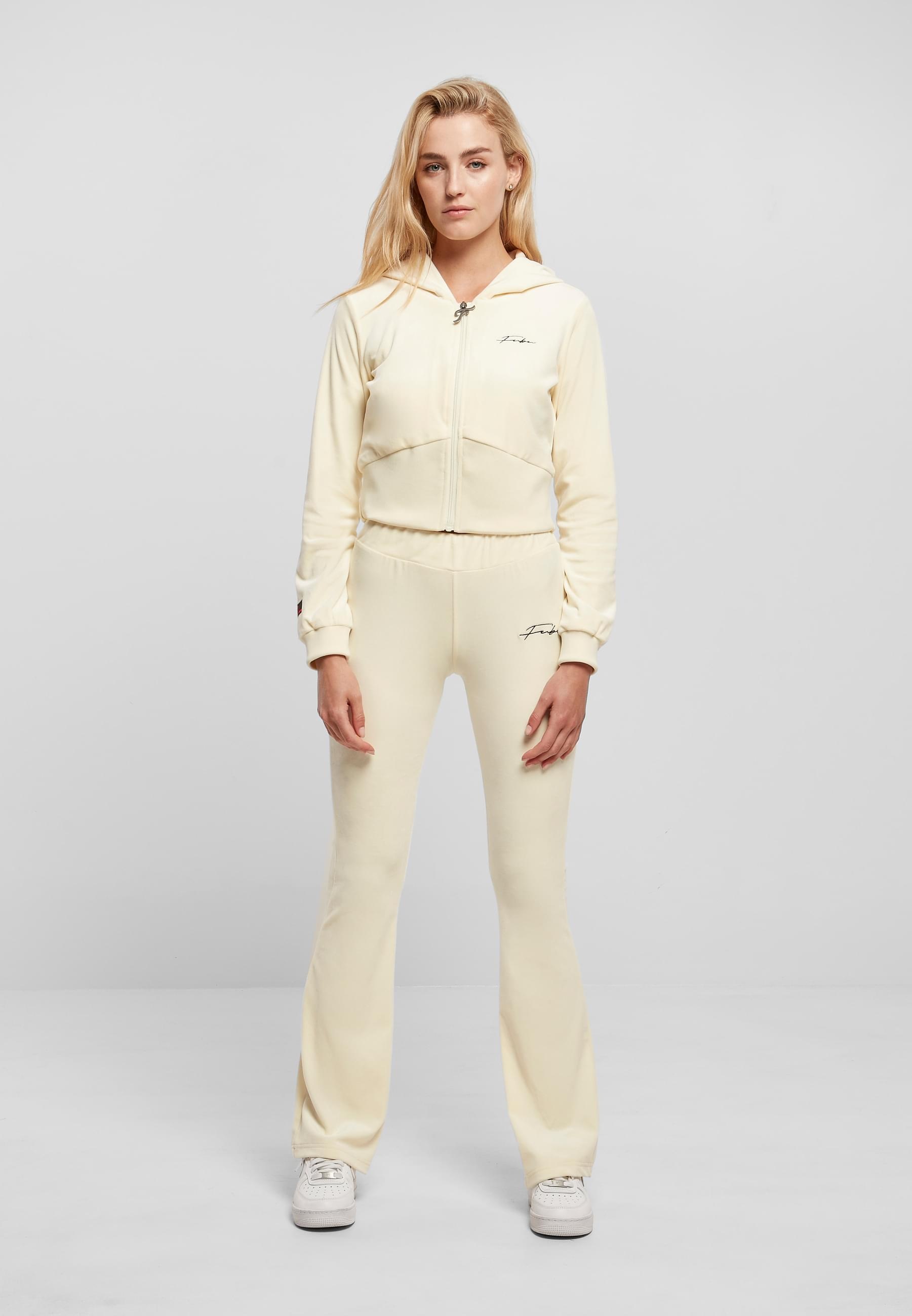 Fubu Kapuzenpullover »Fubu Damen FW224-020-1 Signature Velours Zip Hoodie offwhite« 1 Stk. tlg.