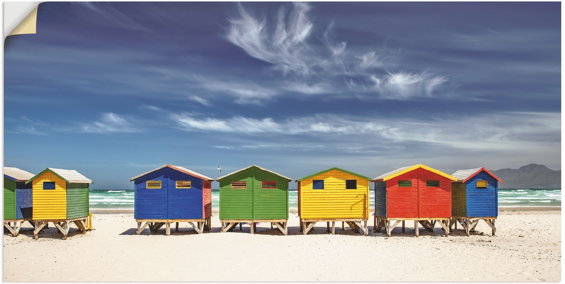 Strandbilder, kaufen Kapstadt«, bei (1 Poster Strandhäuser Leinwandbild, »Bunte Größen versch. Wandaufkleber Alubild, St.), als in Artland oder Wandbild | BAUR