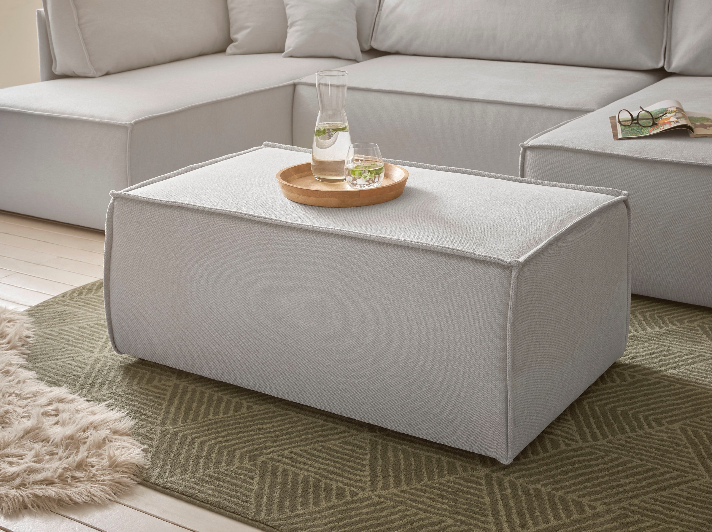 OTTO home Hocker "FINNLEY, Polsterhocker in Bouclé, Struktur fein u. Mega C günstig online kaufen