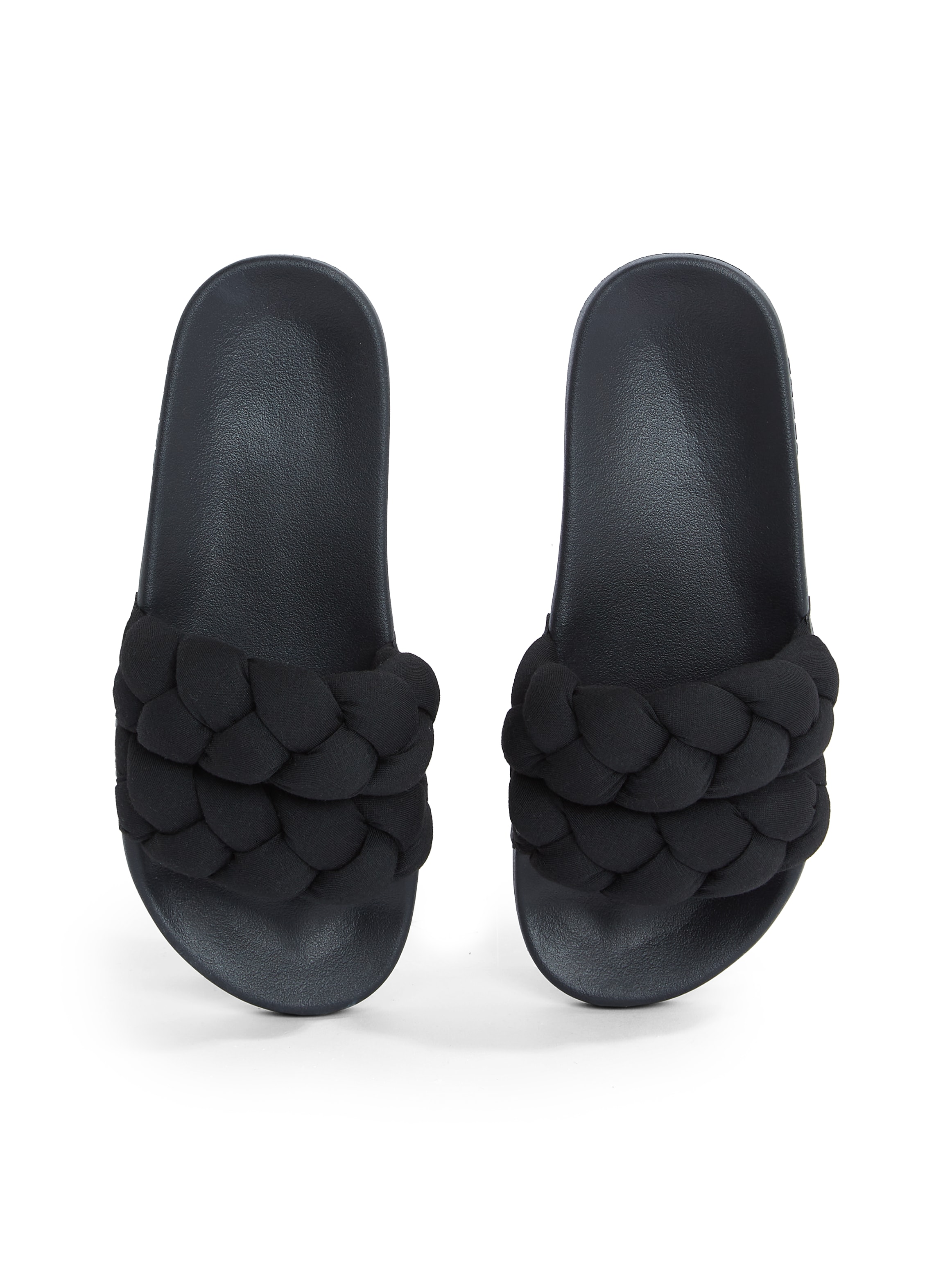 Tommy Jeans Pantolette »TJW BRAIDED SLIDE«, Sommerschuh, Flats, Schlupfschuh, geflochtene, wattierte Bandage