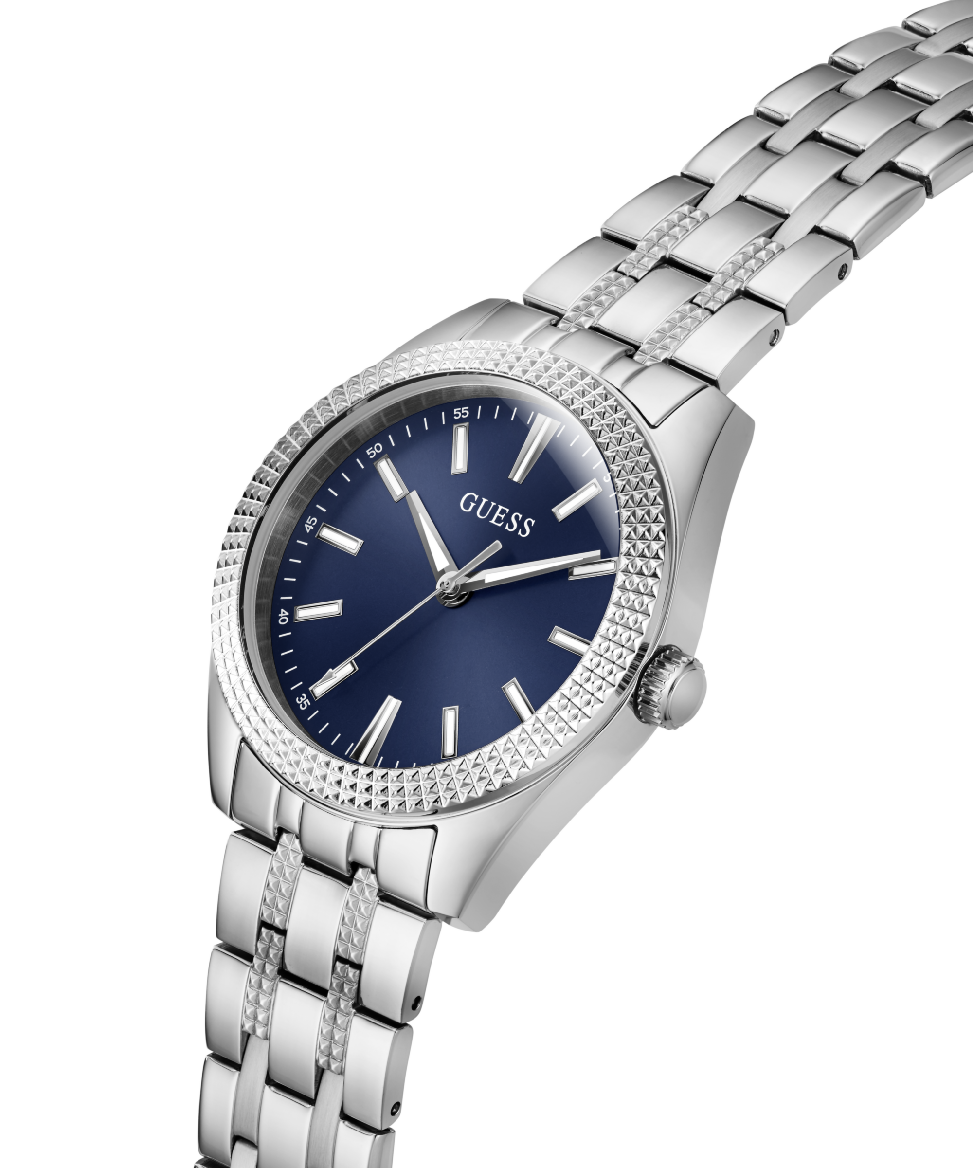 Guess Quarzuhr »PERCY« Armbanduhr, Damenuhr, Herrenuhr, Edelstahlarmband, analog