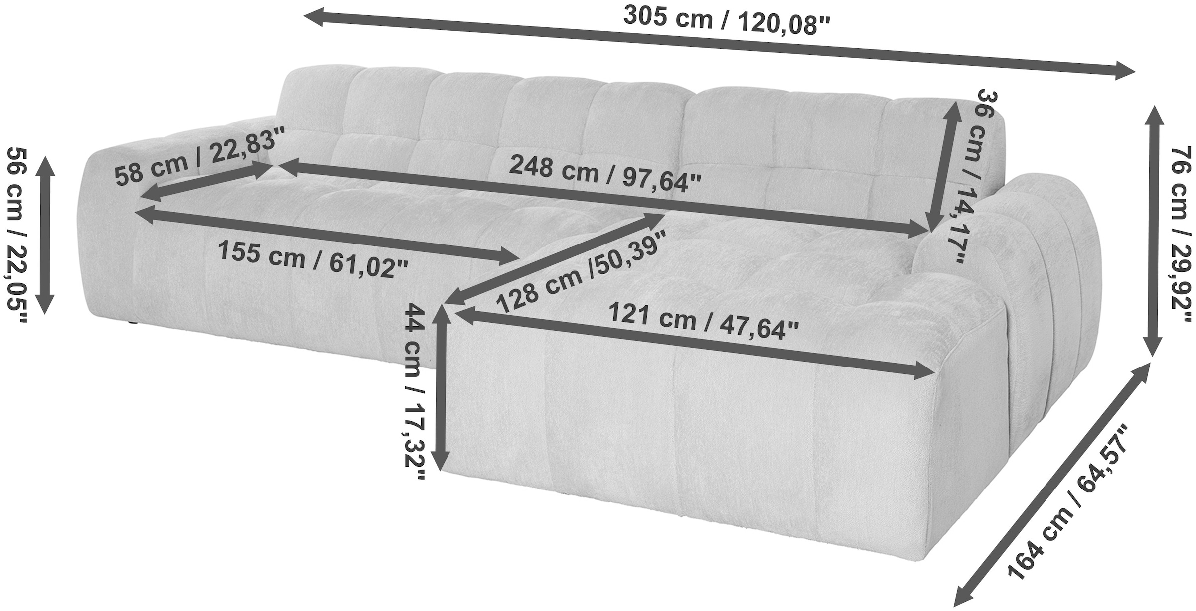 Jahnke Ecksofa »RELAX BUBBLE CORNER« Platz für bis zu 5 Personen,Taschenfederkernpolsterung,L-Form,B:305 cm
