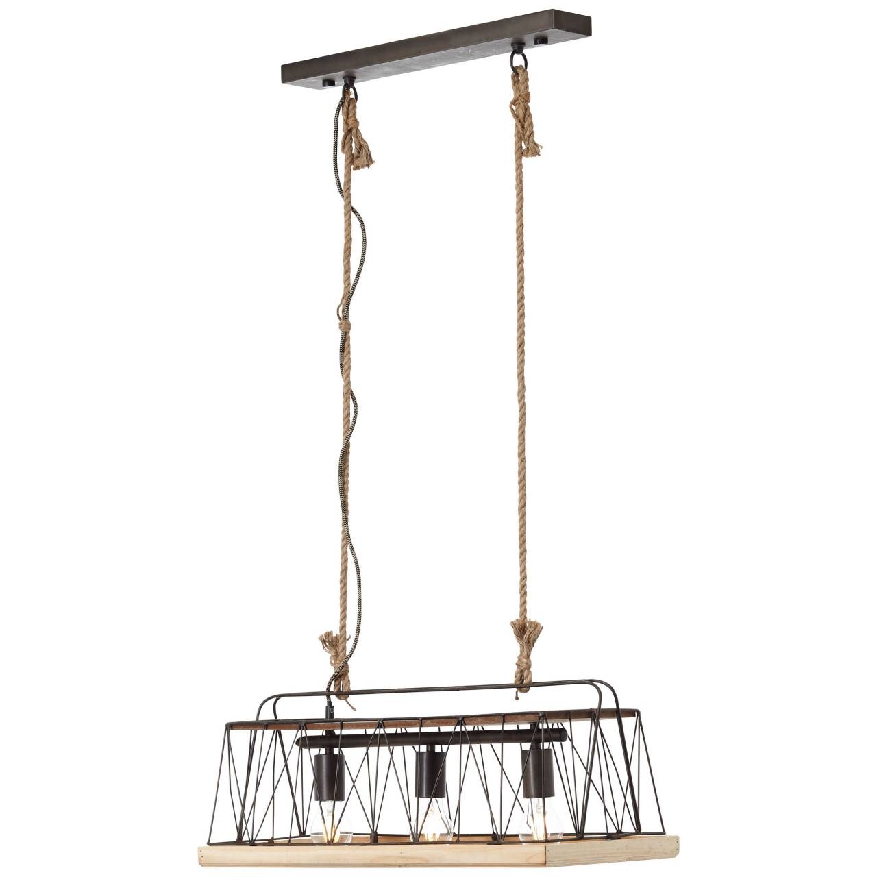 Brilliant Pendelleuchte »Narcy«, 3 flammig, Leuchtmittel E27 | ohne Leuchtmittel, Hängelampe 3flg burned steel/holz