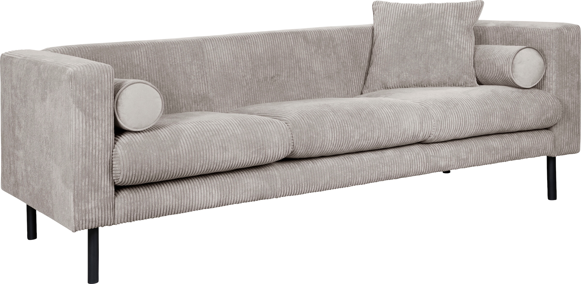 Home affaire 3-Sitzer »Lillibeth Designsofa mit Wellenunterfederung, Maße B/T/H: 218/74/83 cm«, Zierkissen als Wendekissen, Bezug Samtoptik oder Cord
