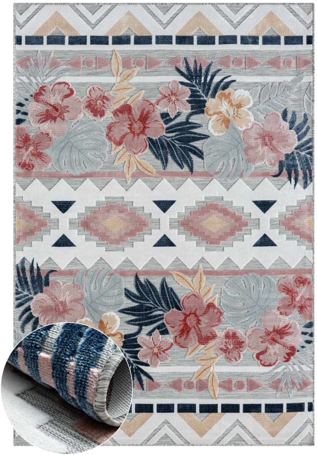 Myflair Möbel & Accessoires Teppich »Lotus Lagerräumung«, rechteckig, 8 mm Höhe, florales Design, Blumen Motiv, Outdoor geeignet, Balkon, Terrasse