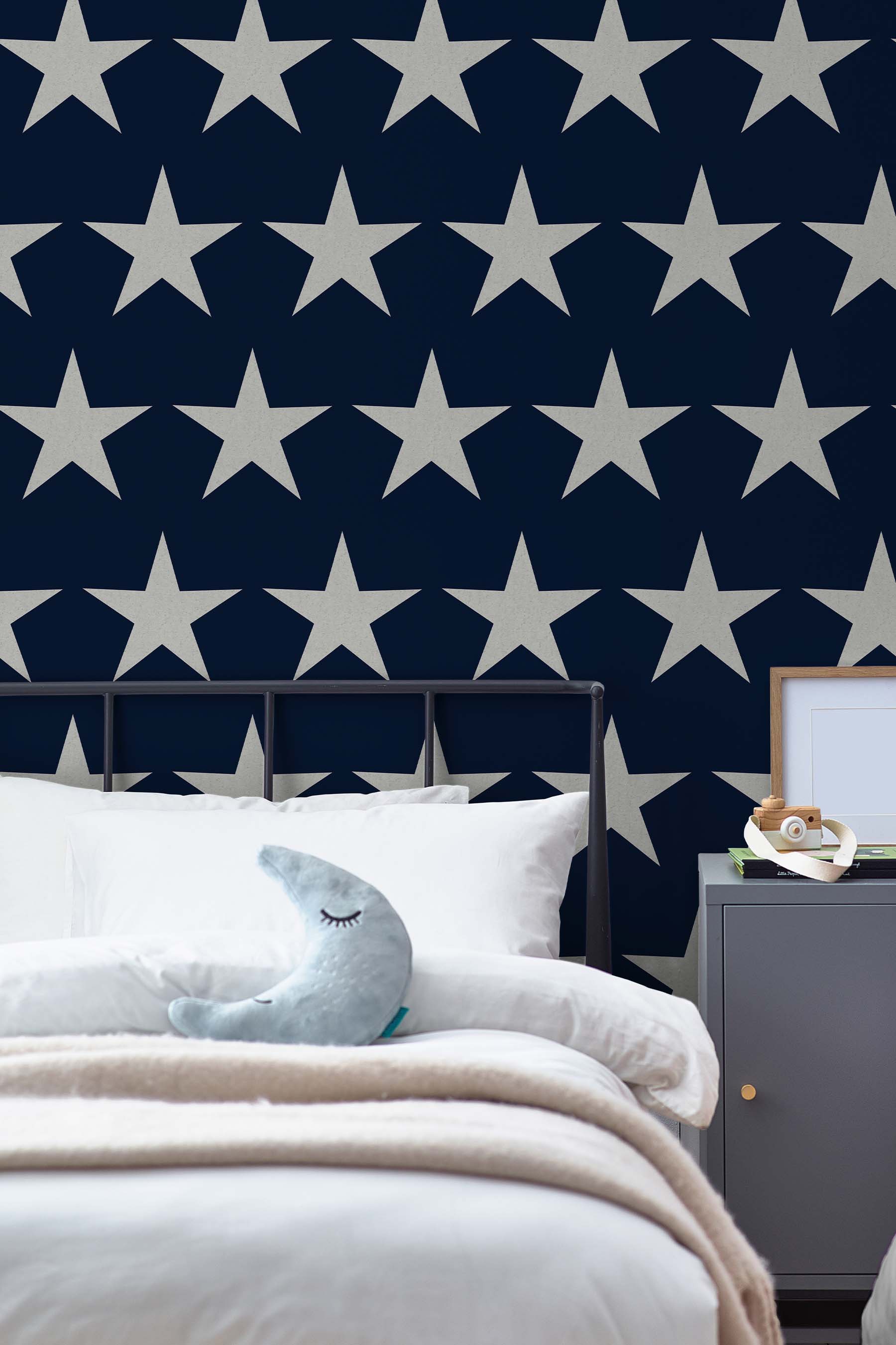 Next Vliestapete "STARS Blau Vliestapete 10mx52cm" glatt Sterne Marine 10mx52cm
