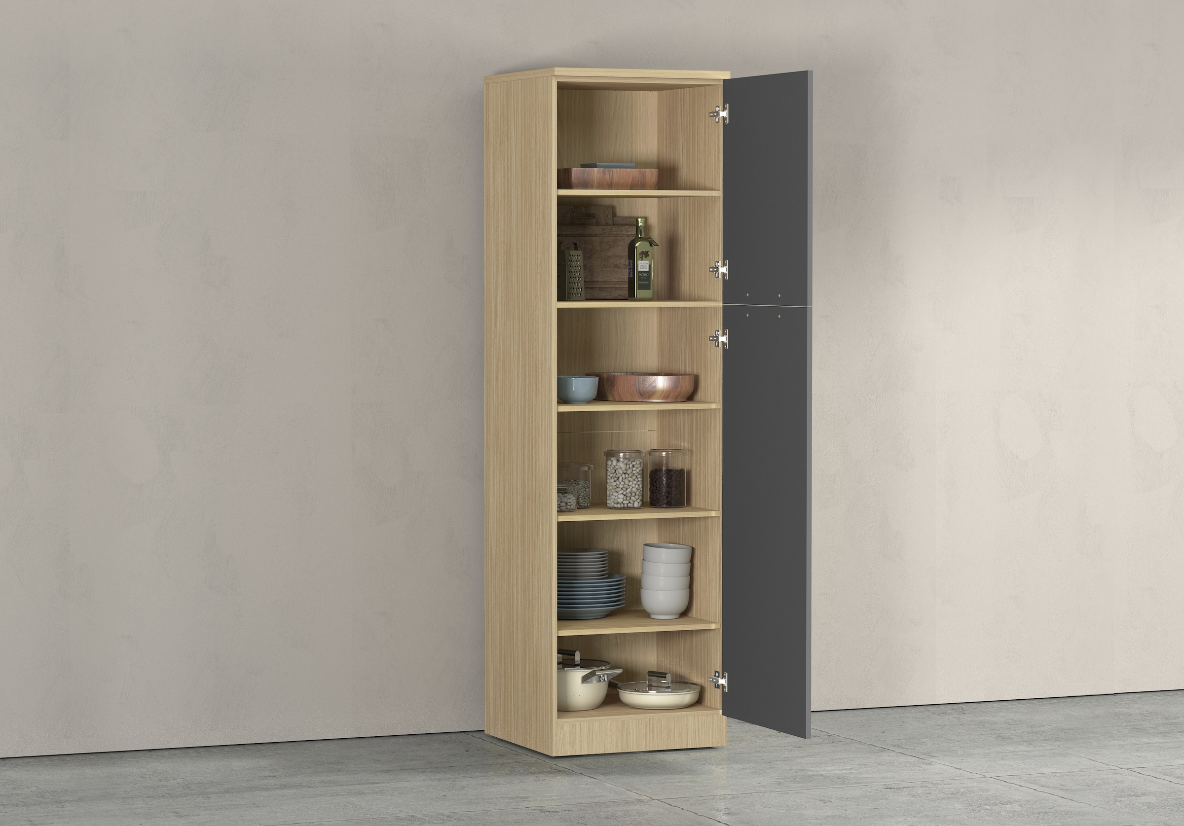 KOCHSTATION Vorratsschrank »Luna, Hochschrank, Küchenvorratsschrank, Speiseschrank, Made in Italy« B/T/H: 60×60×214,5 cm, mit 6 großzügigen Fächern