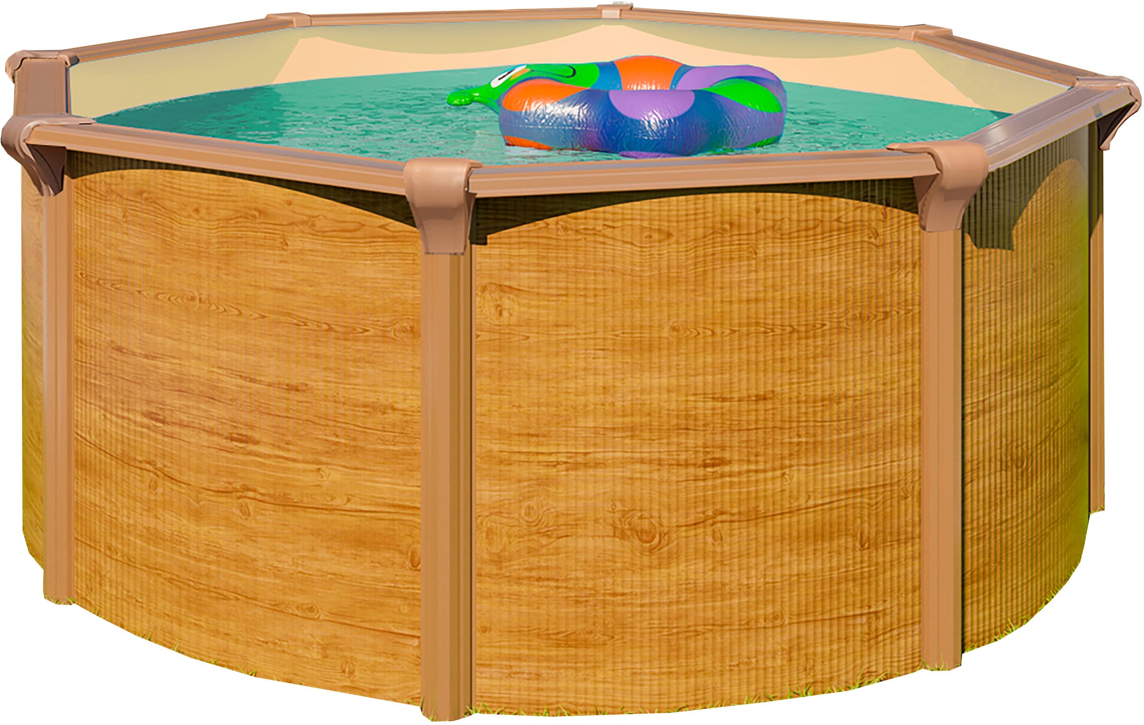 KWAD Rundpool "Green line Evolution" 3,6x1,32 wood Folie in blau, sand oder grau erhältlich