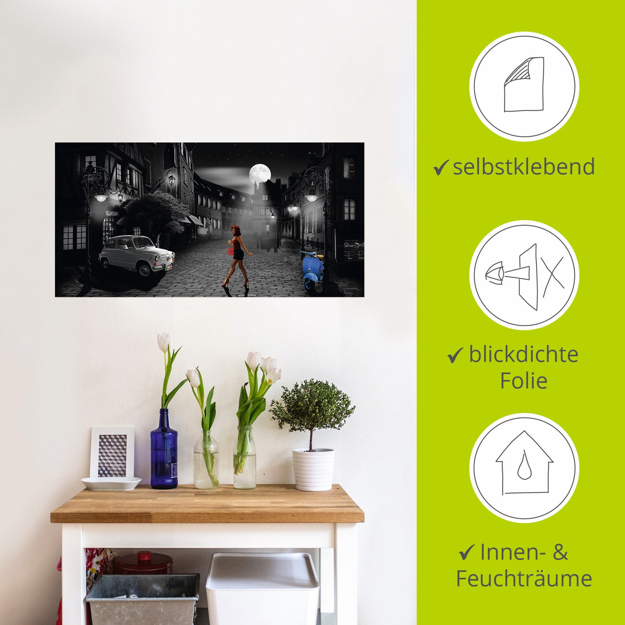 Artland Wandbild »Feierabend in bella Italia«, Frau, (1 St.), als Alubild, Outdoorbild, Leinwandbild, Poster, Wandaufkleber
