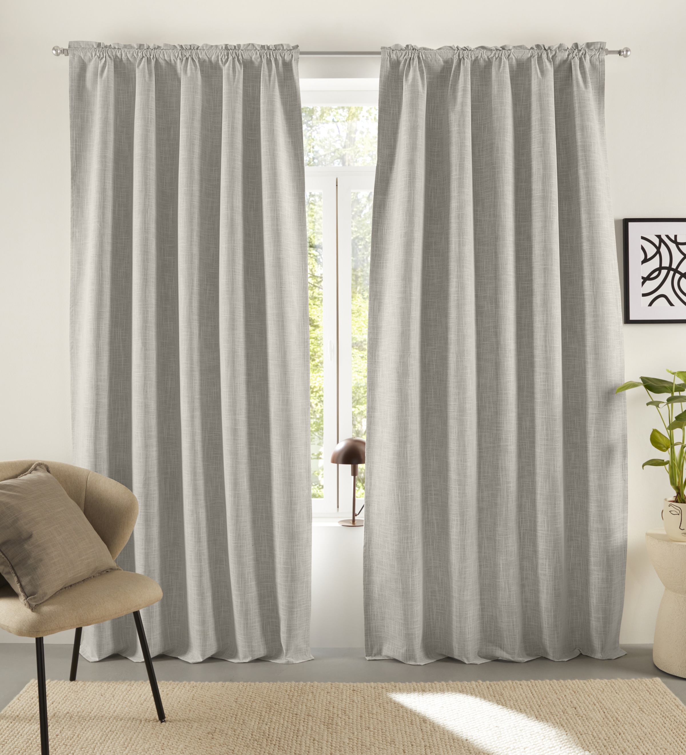 "Verdunkelungsvorhang ""Marusha, 100% verdunkelnd, robuste Haptik, Thermo"" Gr. 1, beige (taupe), B:135cm H:145cm, Polyester, Polyester, LEGER HOME