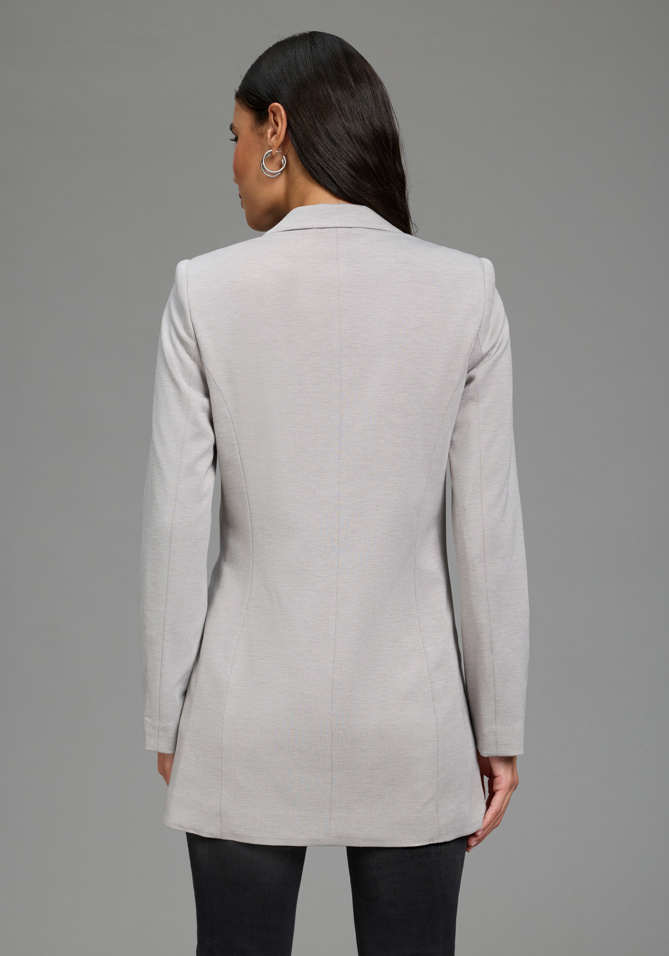 Laura Scott Sweatblazer melierte Optik, mit Reverskragen, 1-Knopf-Form, mit Pattentaschen