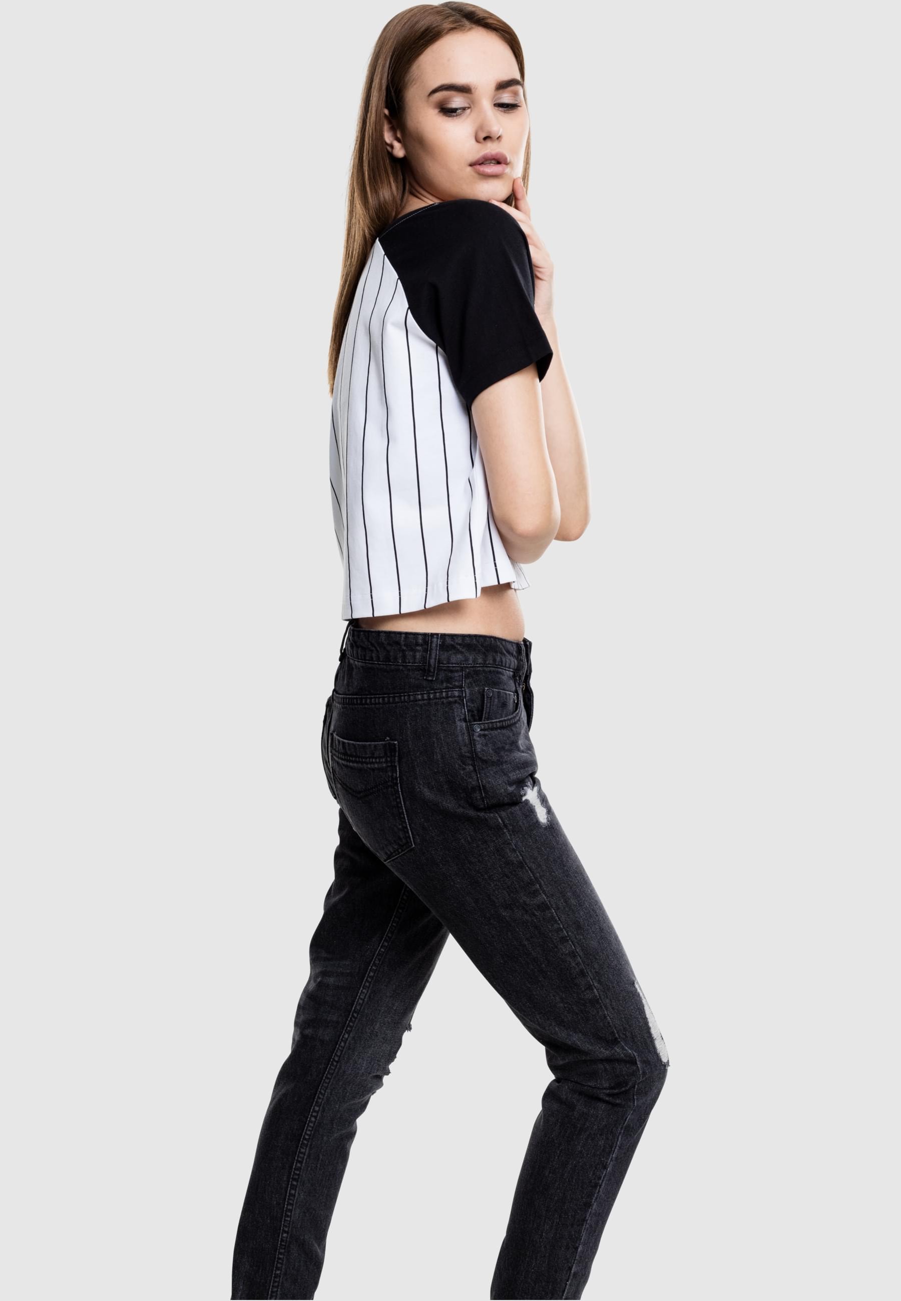 URBAN CLASSICS T-Shirt »Urban Classics Damen Ladies Cropped Baseball Tee«, (1 tlg.)
