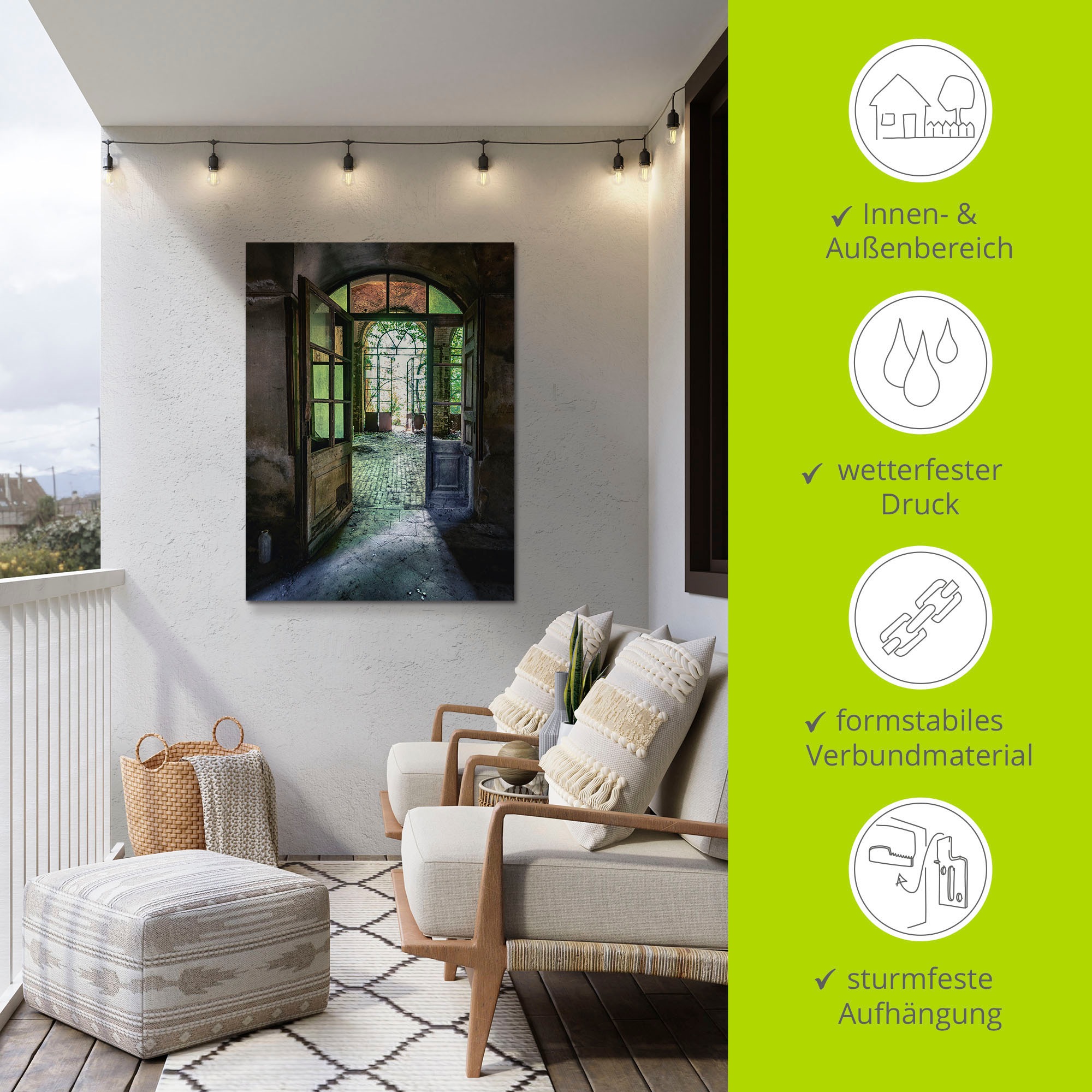Artland Wandbild »Lost Place - alte Tür Fenster«, Fenster & Türen, (1 St.), als Alubild, Outdoorbild, Leinwandbild, Poster, Wandaufkleber