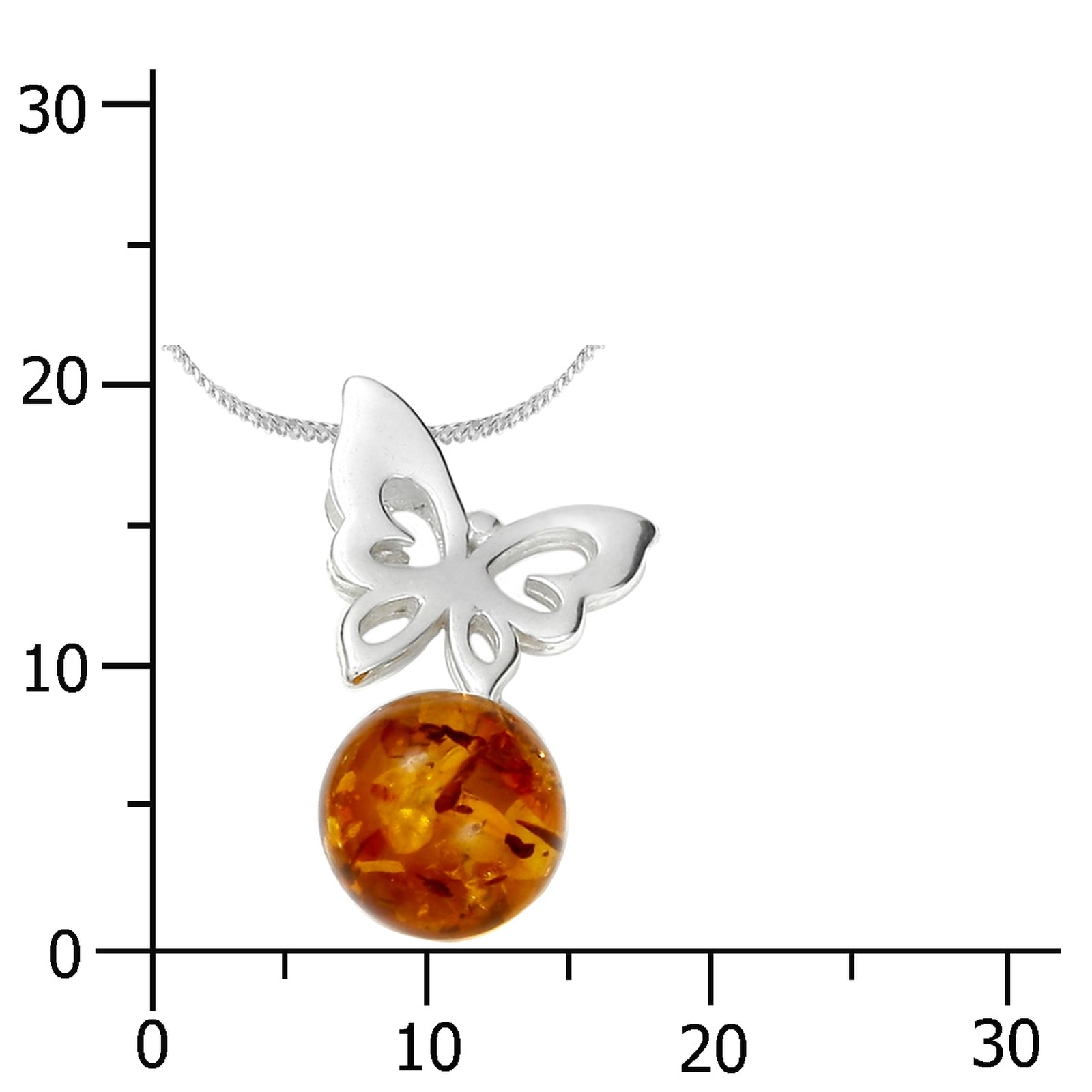OSTSEE-SCHMUCK Kette mit Anhänger »- Gleiter-Schmetterling - Silber 925/000 - Bernstein«