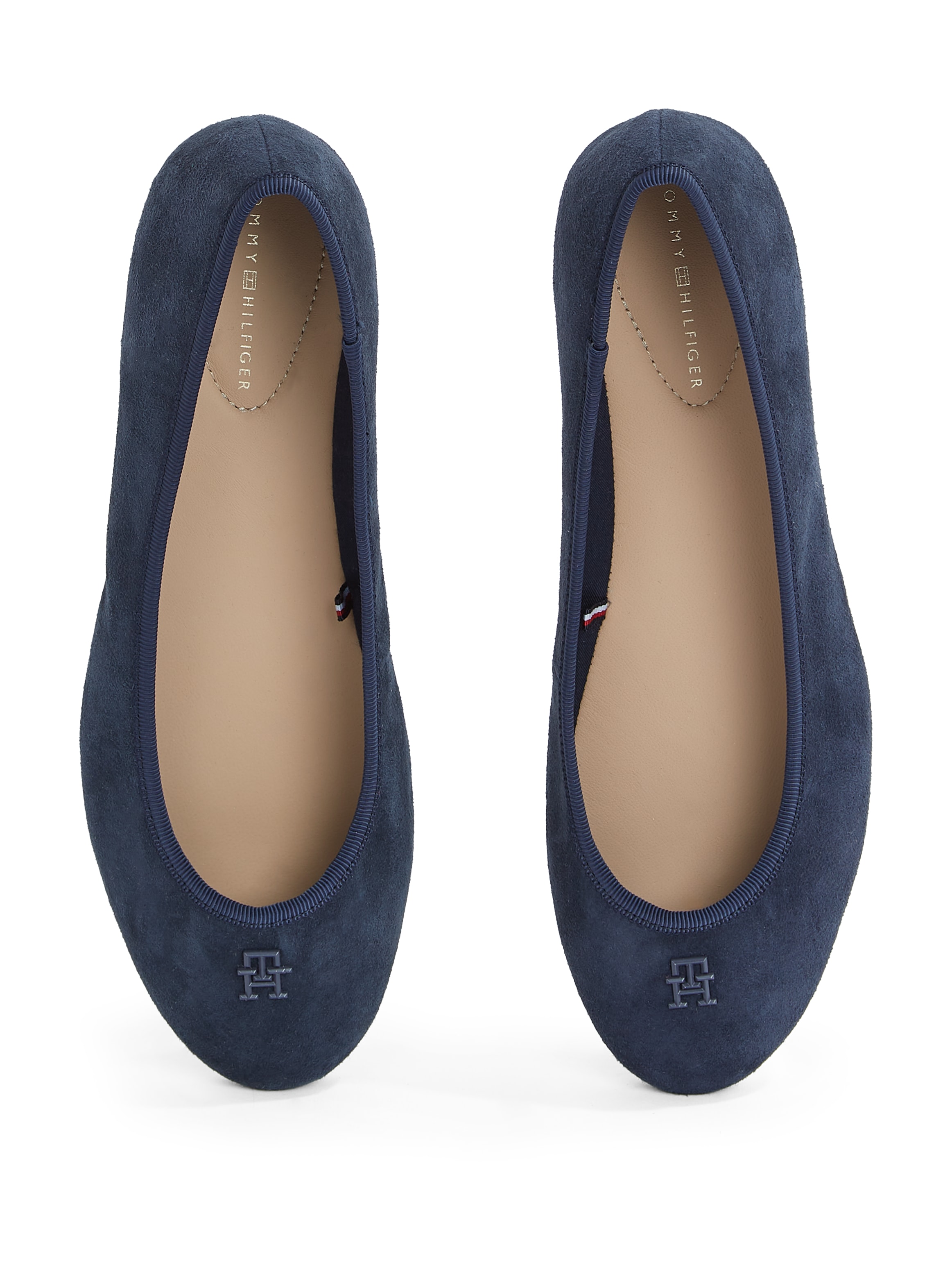 Tommy Hilfiger Ballerina »TH HARDWARE SUEDE BALLERINA«, Flats, Businessschuh, Bequemschuh, Schlupfschuh mit TH-Logo